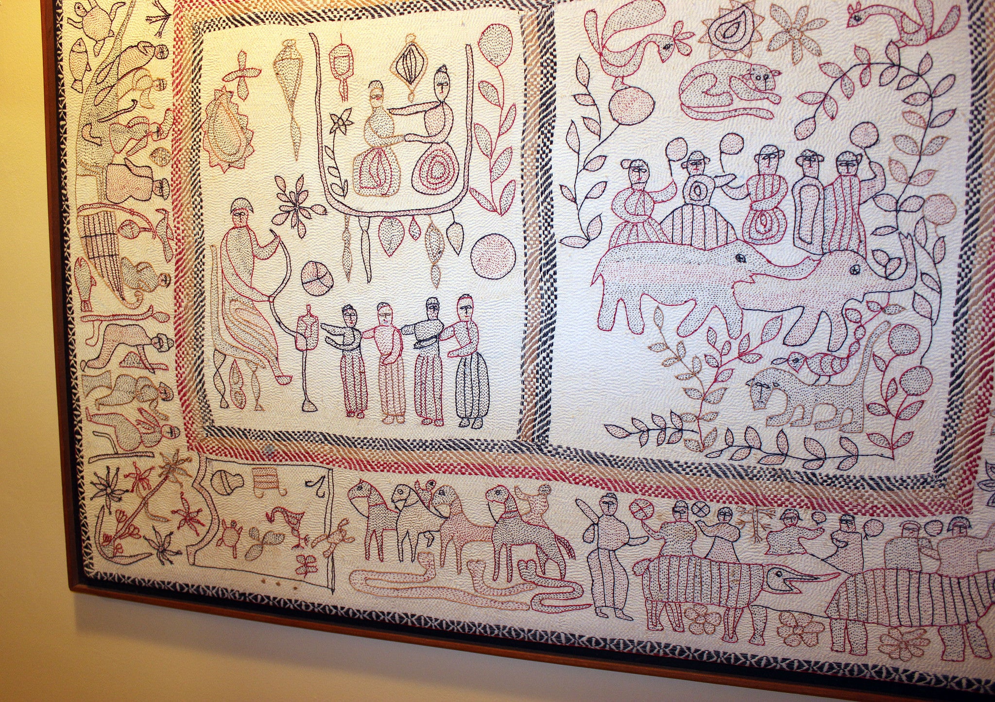 Large, Hand Stitched Mural in Frame