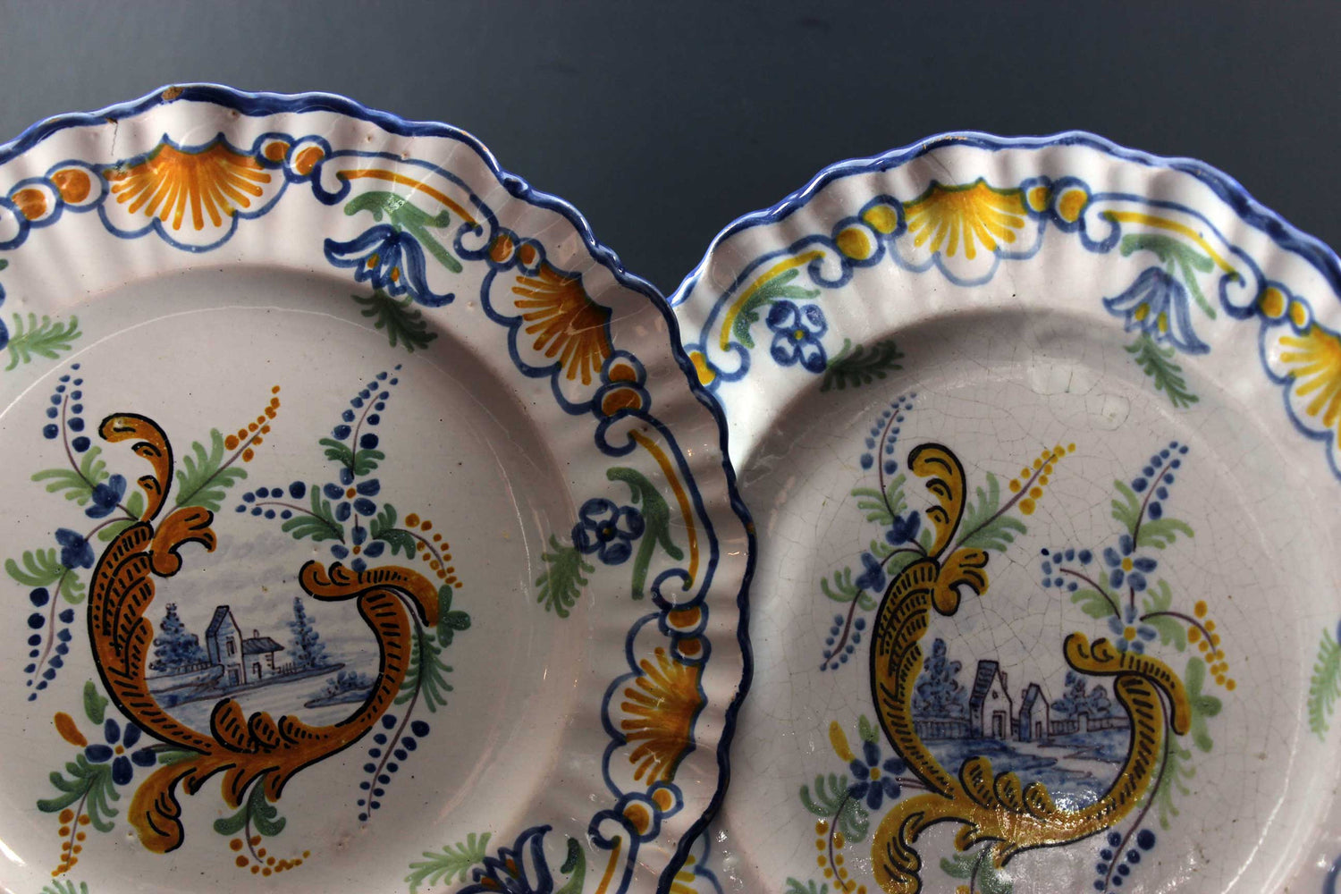 French Faience Montagnon Scalloped Plates