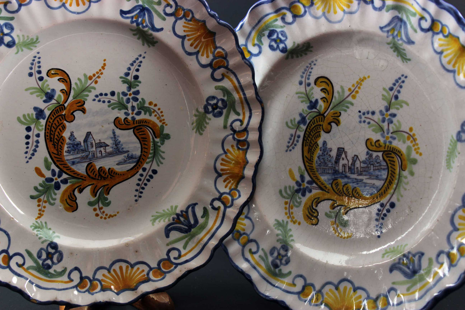 French Faience Montagnon Scalloped Plates