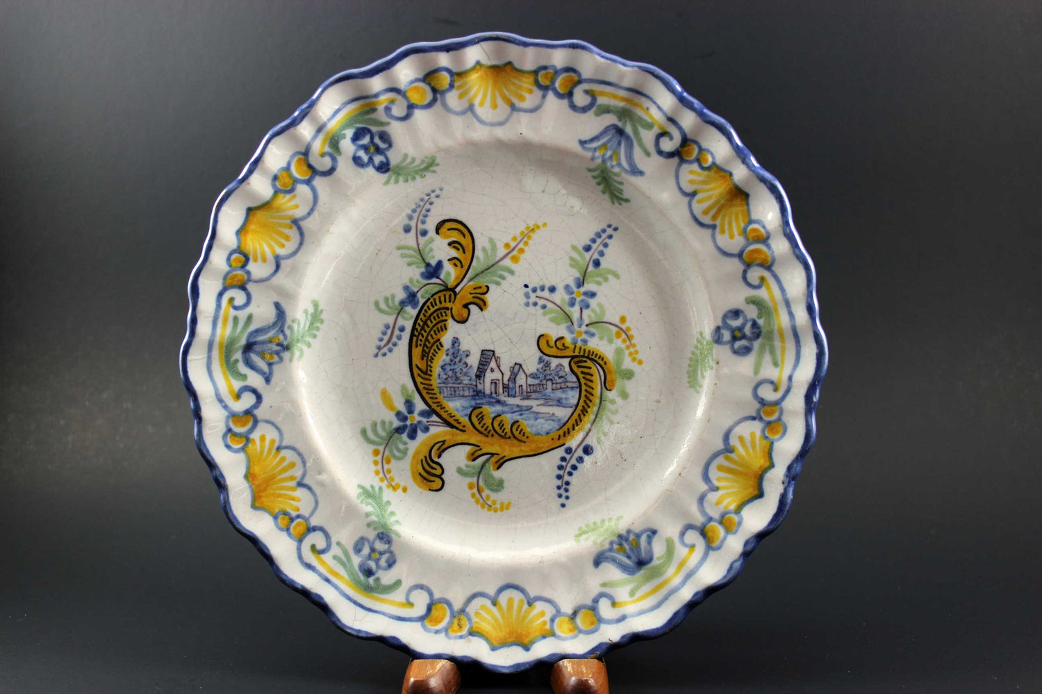 French Faience Montagnon Scalloped Plates