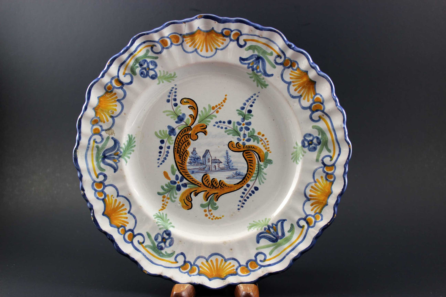 French Faience Montagnon Scalloped Plates