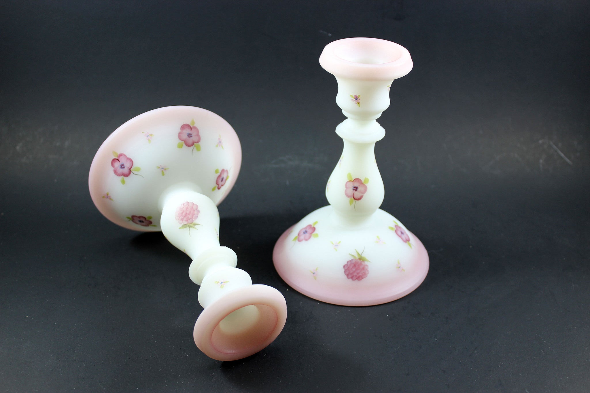 Fenton Blossoms and Berries Candlesticks (2)