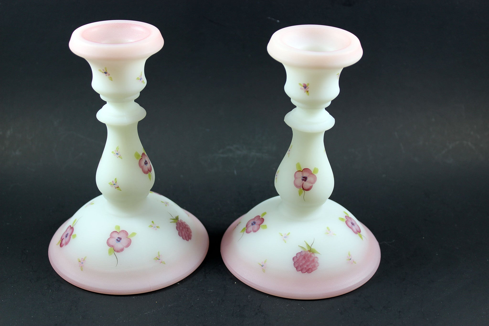 Fenton Blossoms and Berries Candlesticks (2)