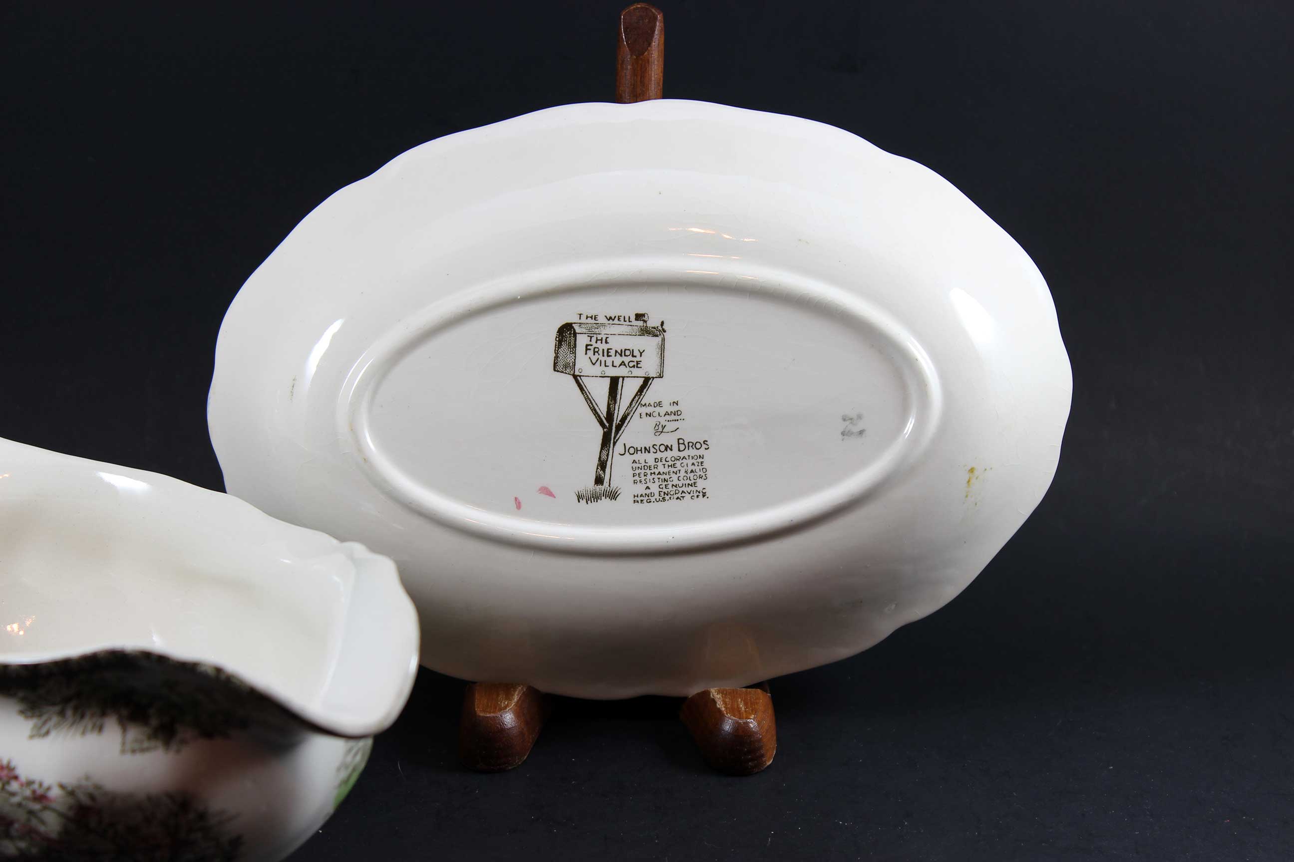 Friendly Village, Gravy Boat and Under plate