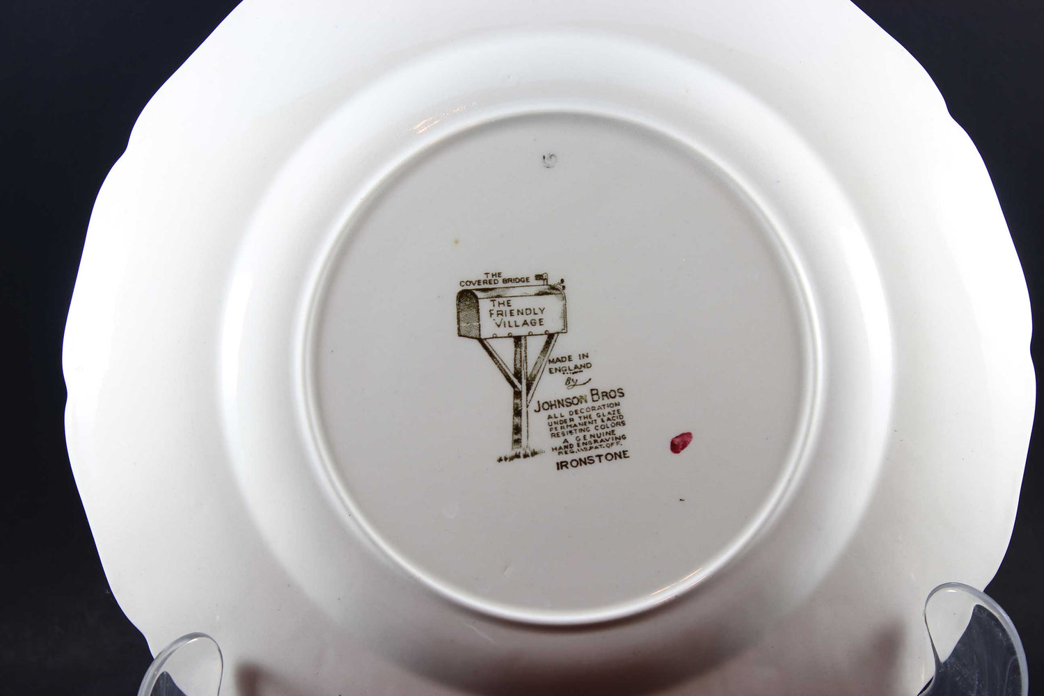 The Friendly Village, Johnson Brothers, Large Dinner Plate-Covered Bridge