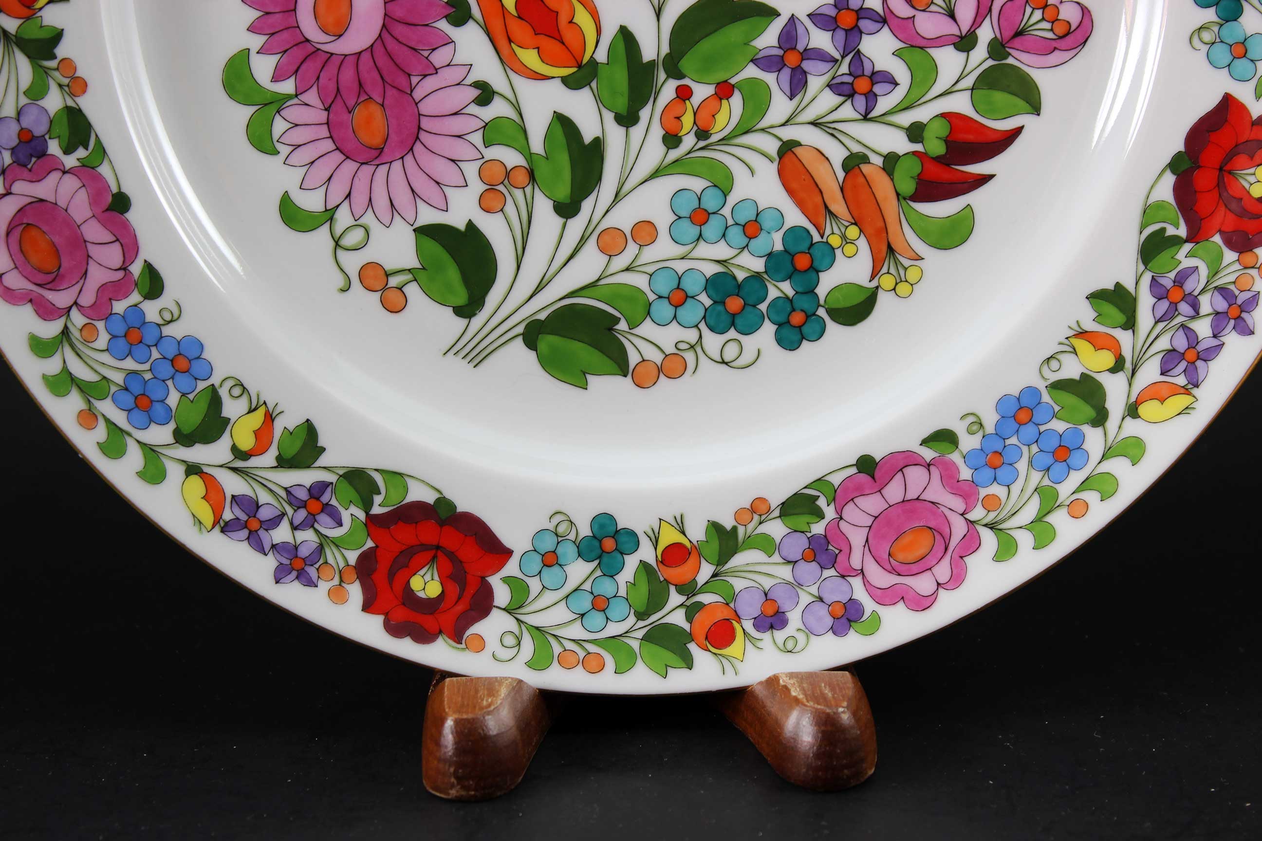 Kalocsa Hungary, Handpainted Wall Plate, Traditional Pattern