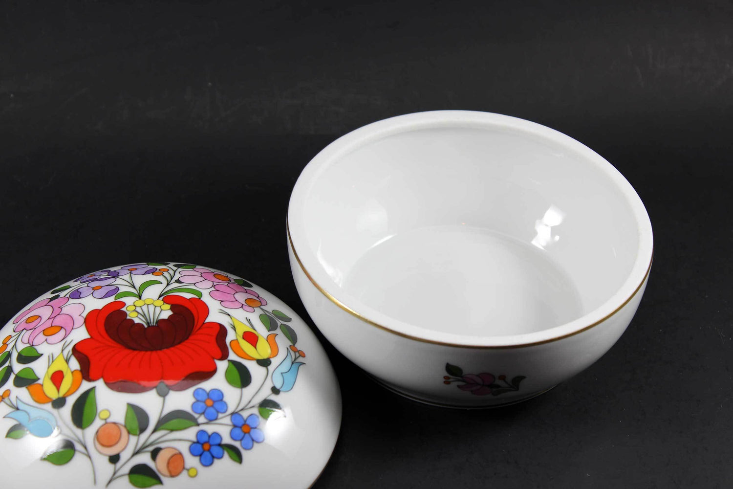 Kalocsa Hungary, Handpainted Trinket Box, Traditional Pattern