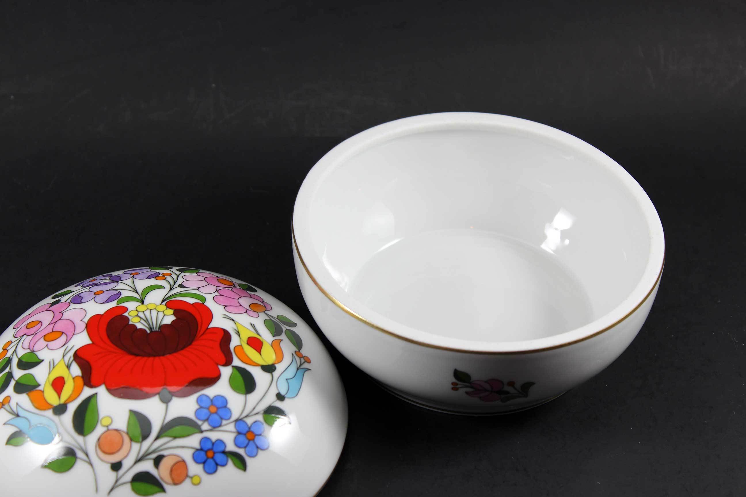 Kalocsa Hungary, Handpainted Trinket Box, Traditional Pattern