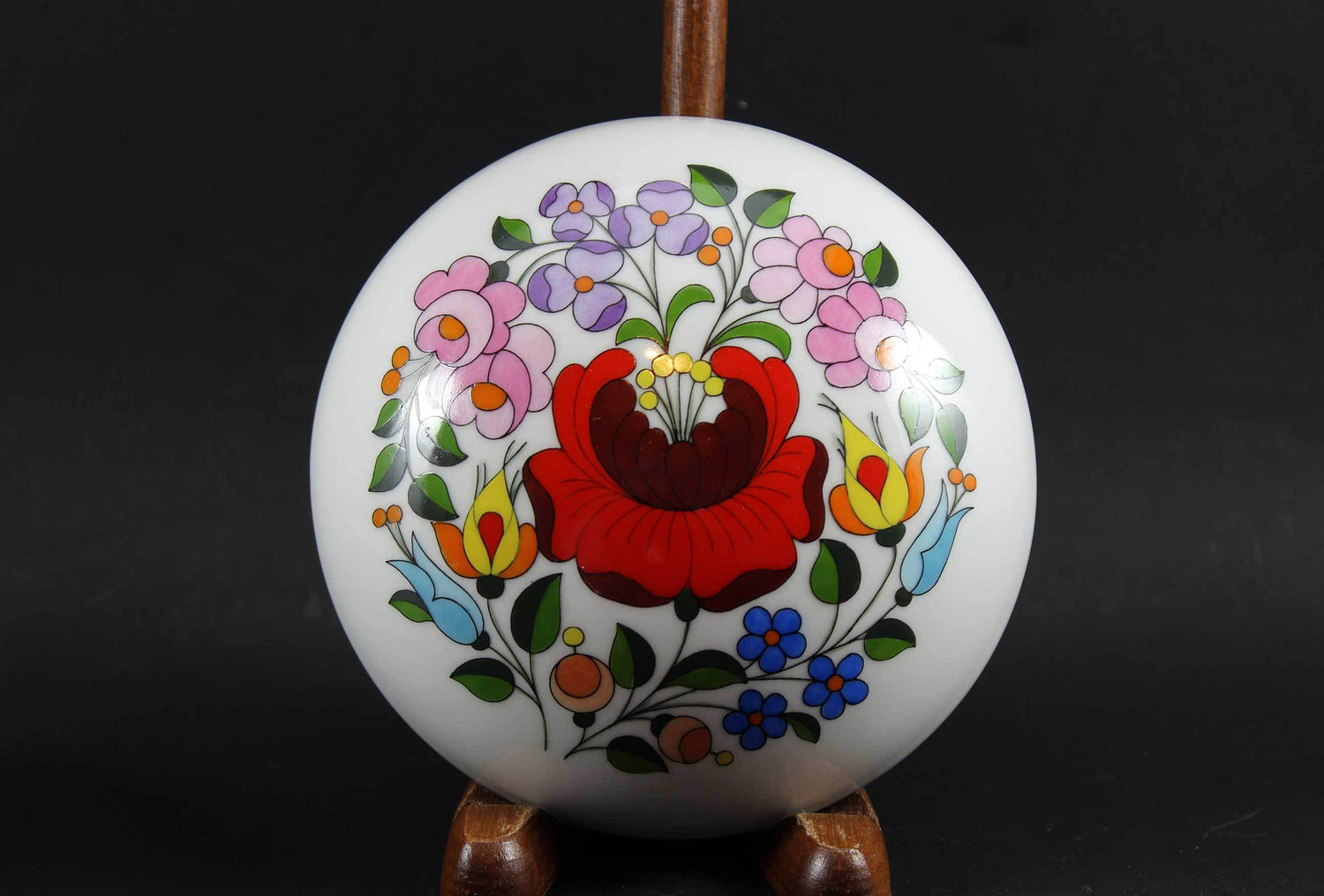 Kalocsa Hungary, Handpainted Trinket Box, Traditional Pattern