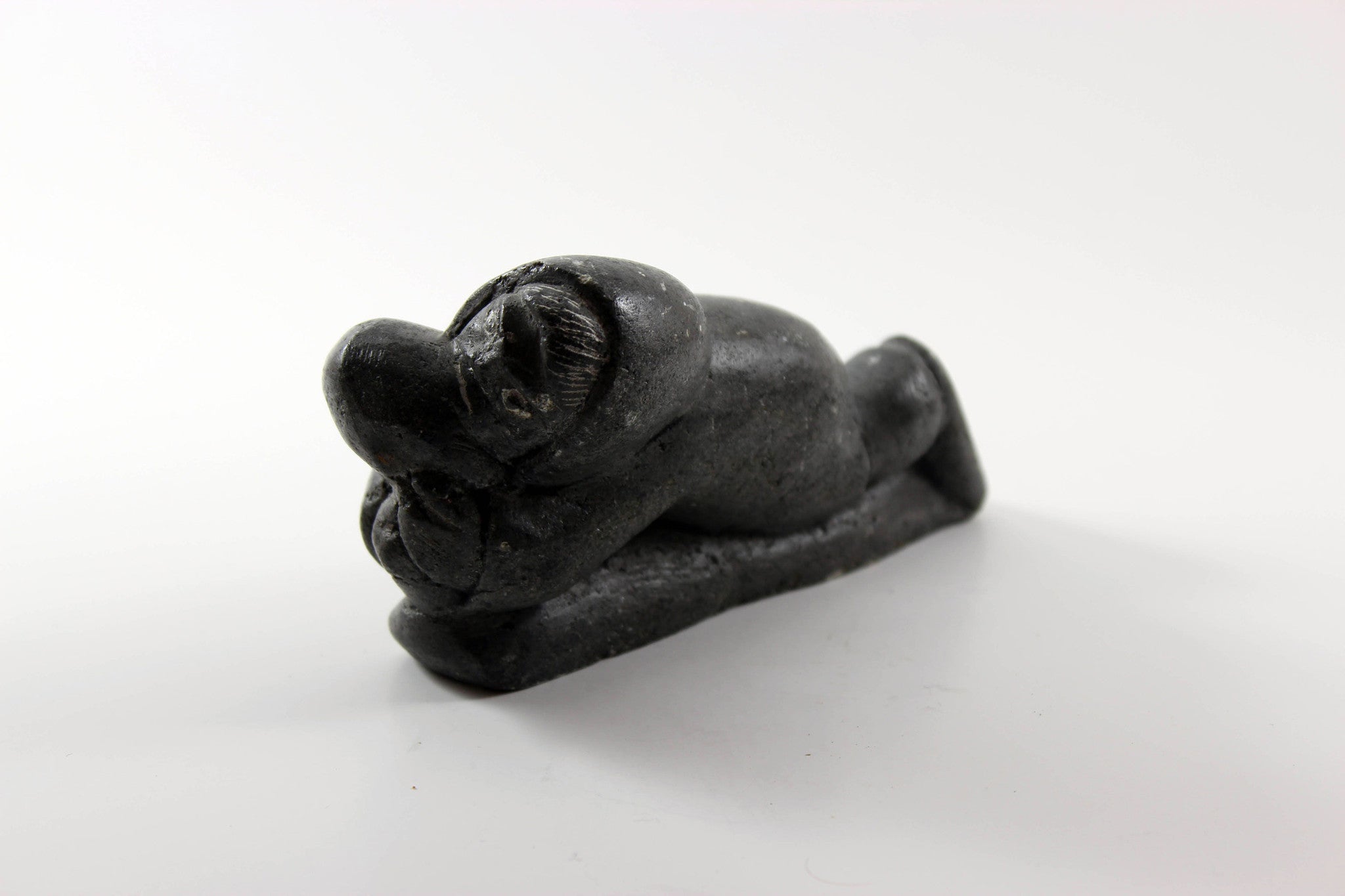 Old Soapstone Sculpture-Hunter and Seal- Lucassie