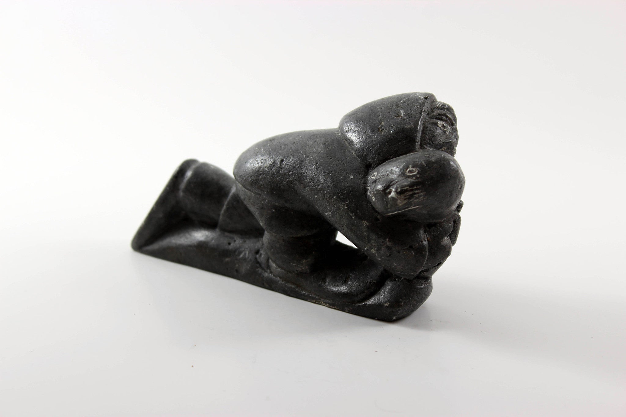 Old Soapstone Sculpture-Hunter and Seal- Lucassie