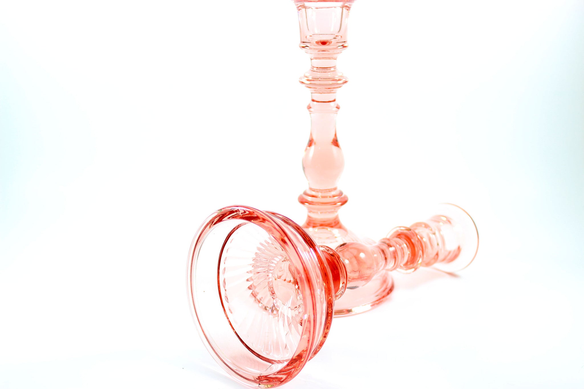 Imperial Twisted Optic Pink Candlesticks