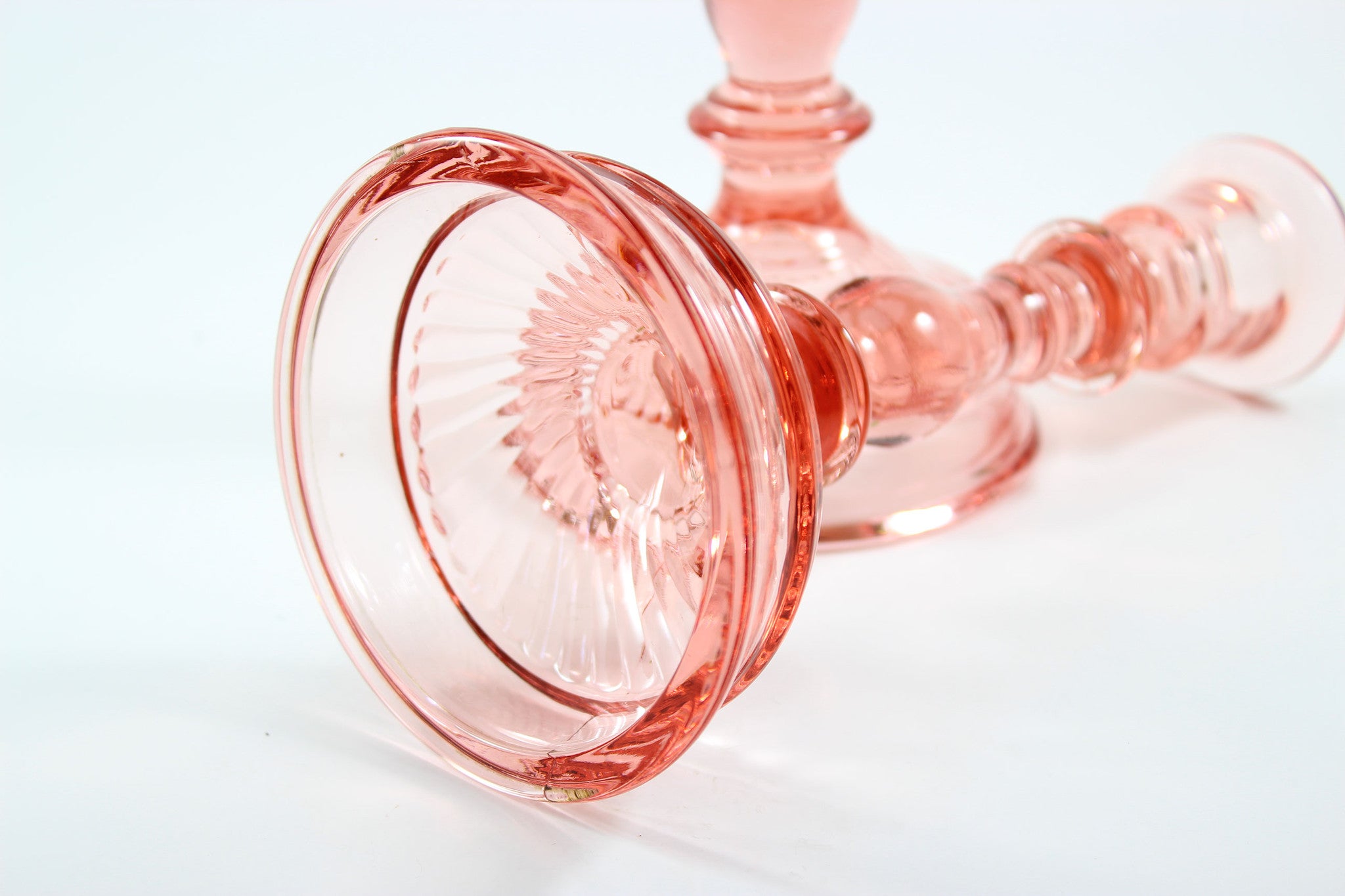 Imperial Twisted Optic Pink Candlesticks