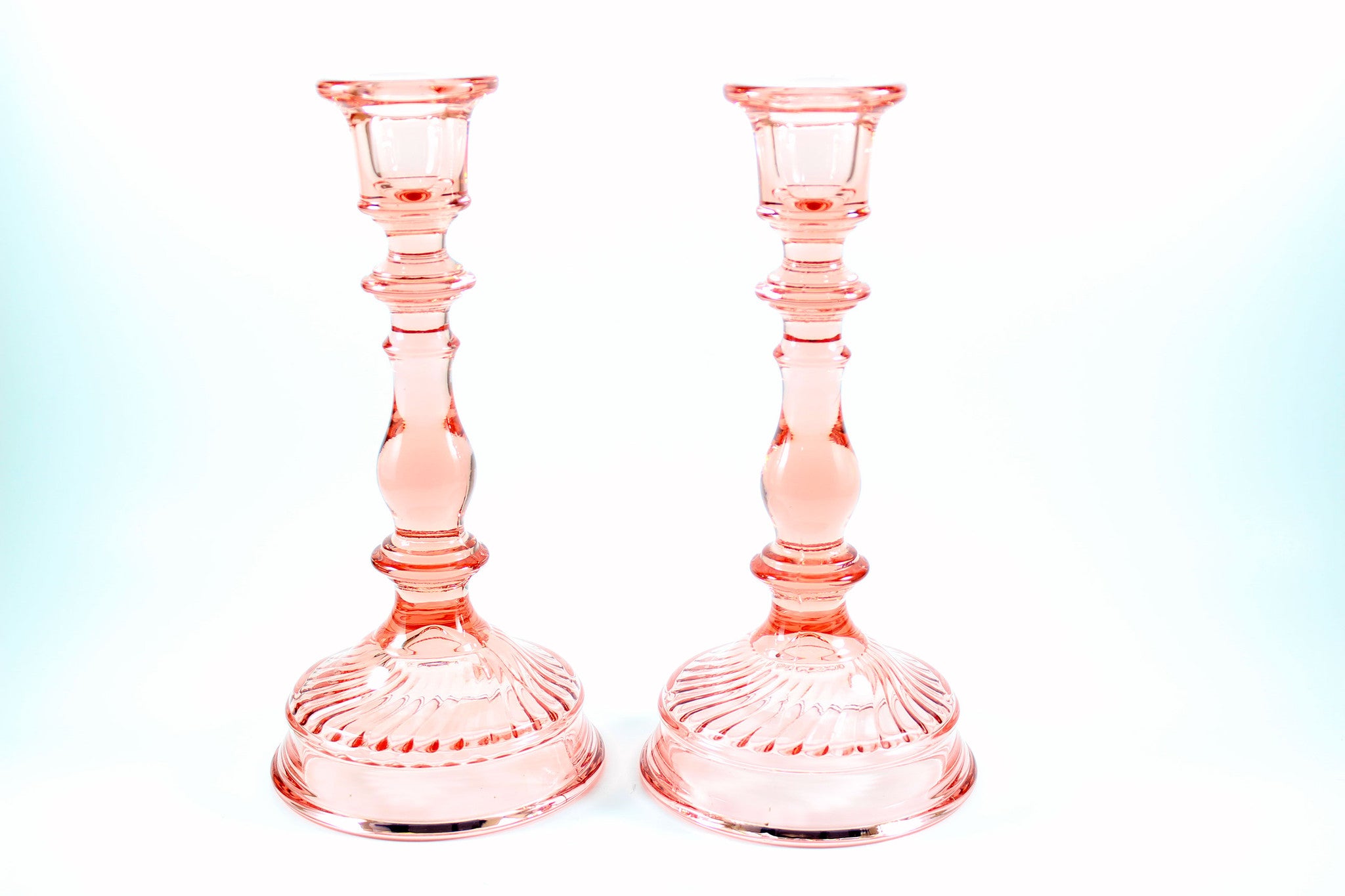 Imperial Twisted Optic Pink Candlesticks