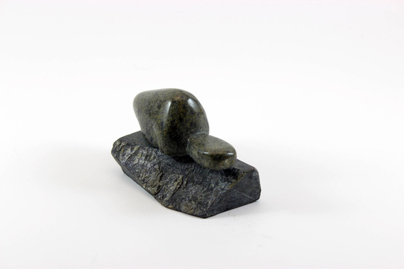 Soapstone Sculpture-Beaver on Stone Base