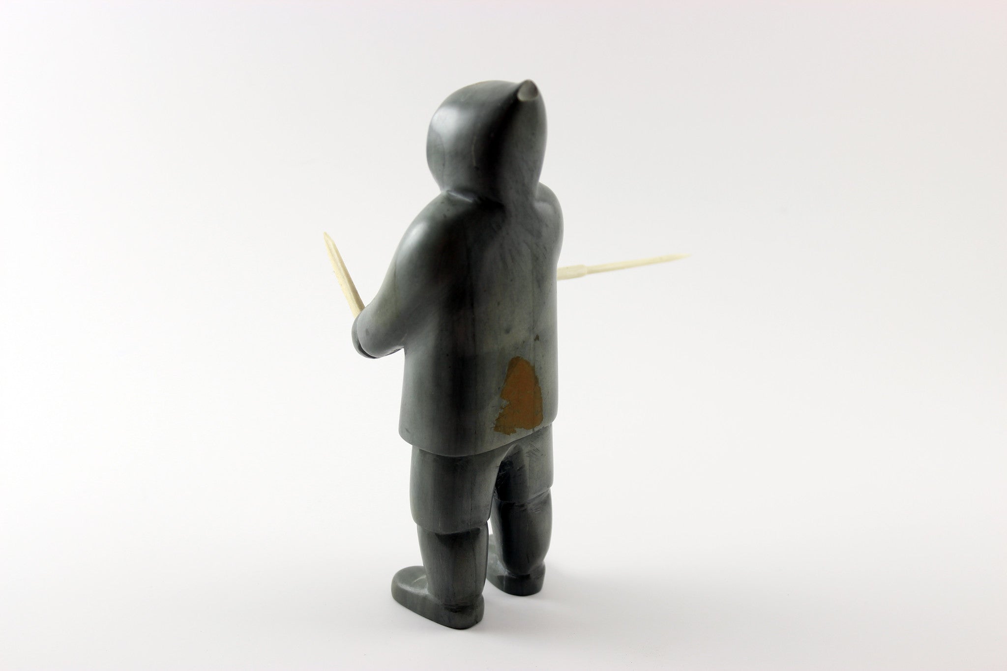 Inuit Soapstone Hunter with Knife and Spear