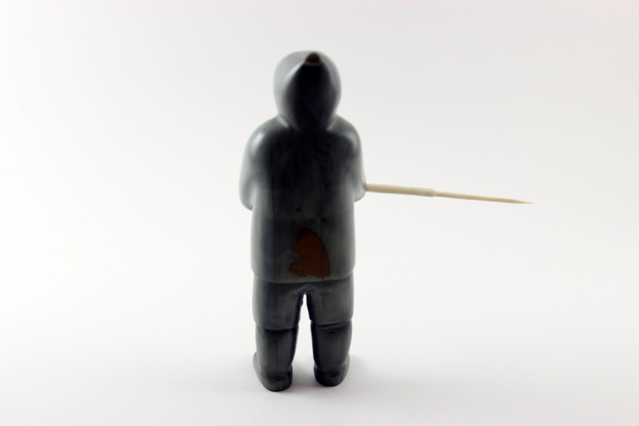 Inuit Soapstone Hunter with Knife and Spear