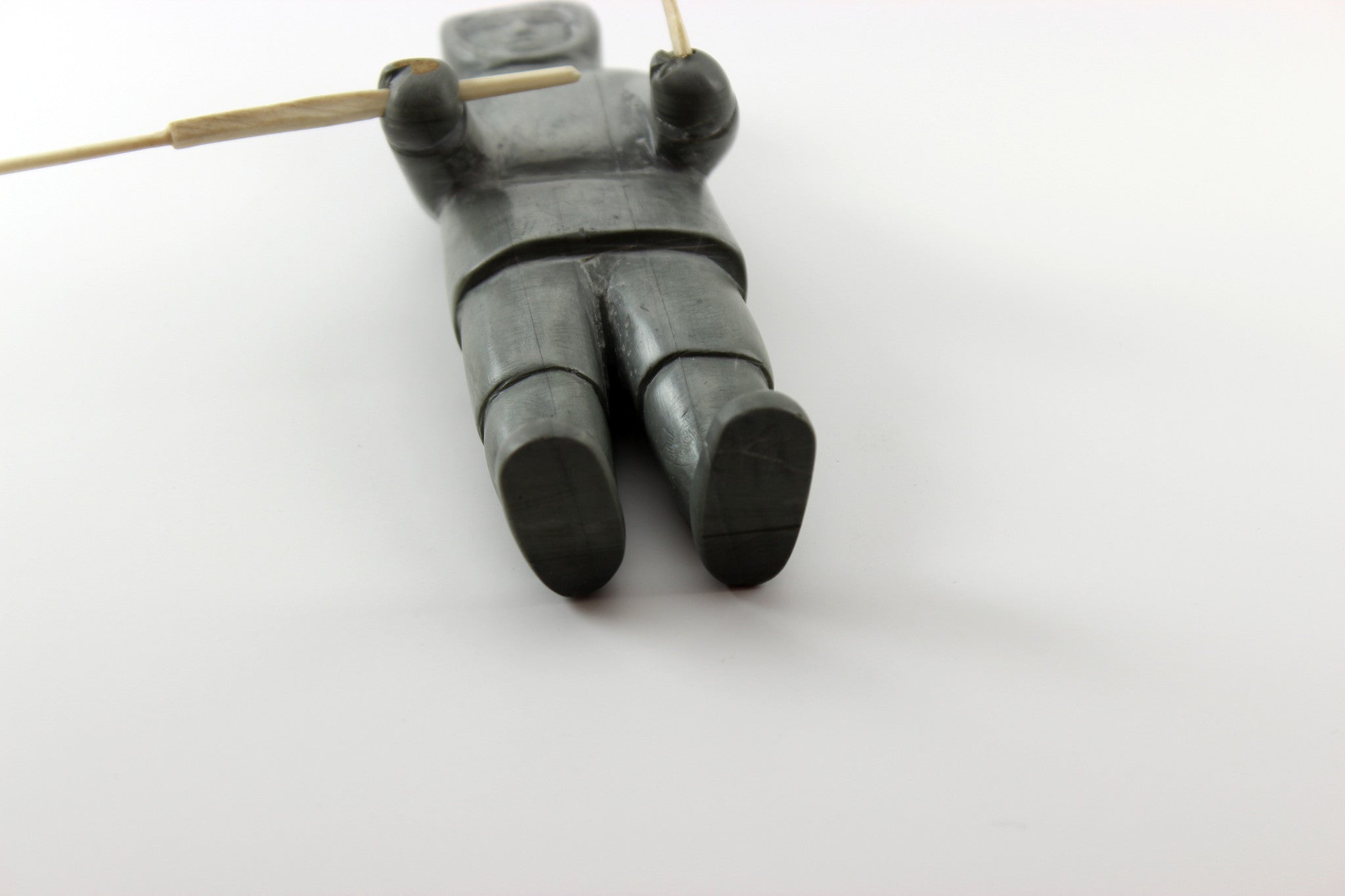Inuit Soapstone Hunter with Knife and Spear