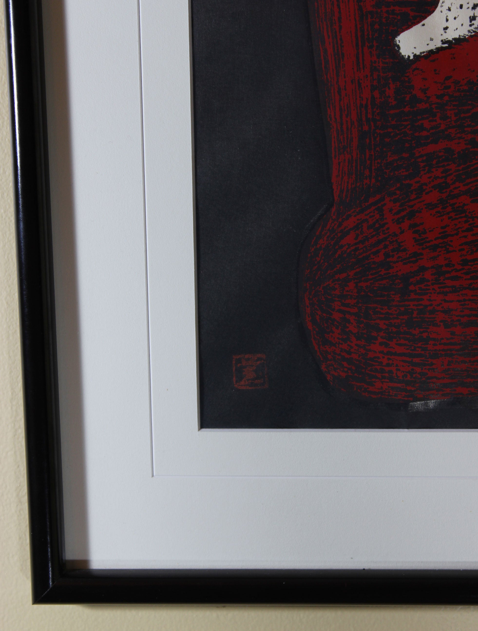 Kaoru Kawano, Woodblock Print, Child and Bird