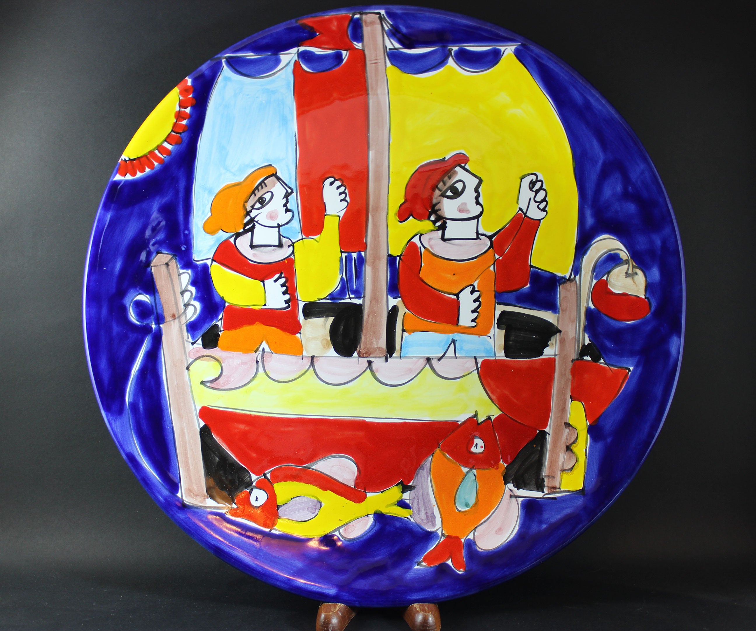 La Musa, Large Decorative Platter, Fishermen