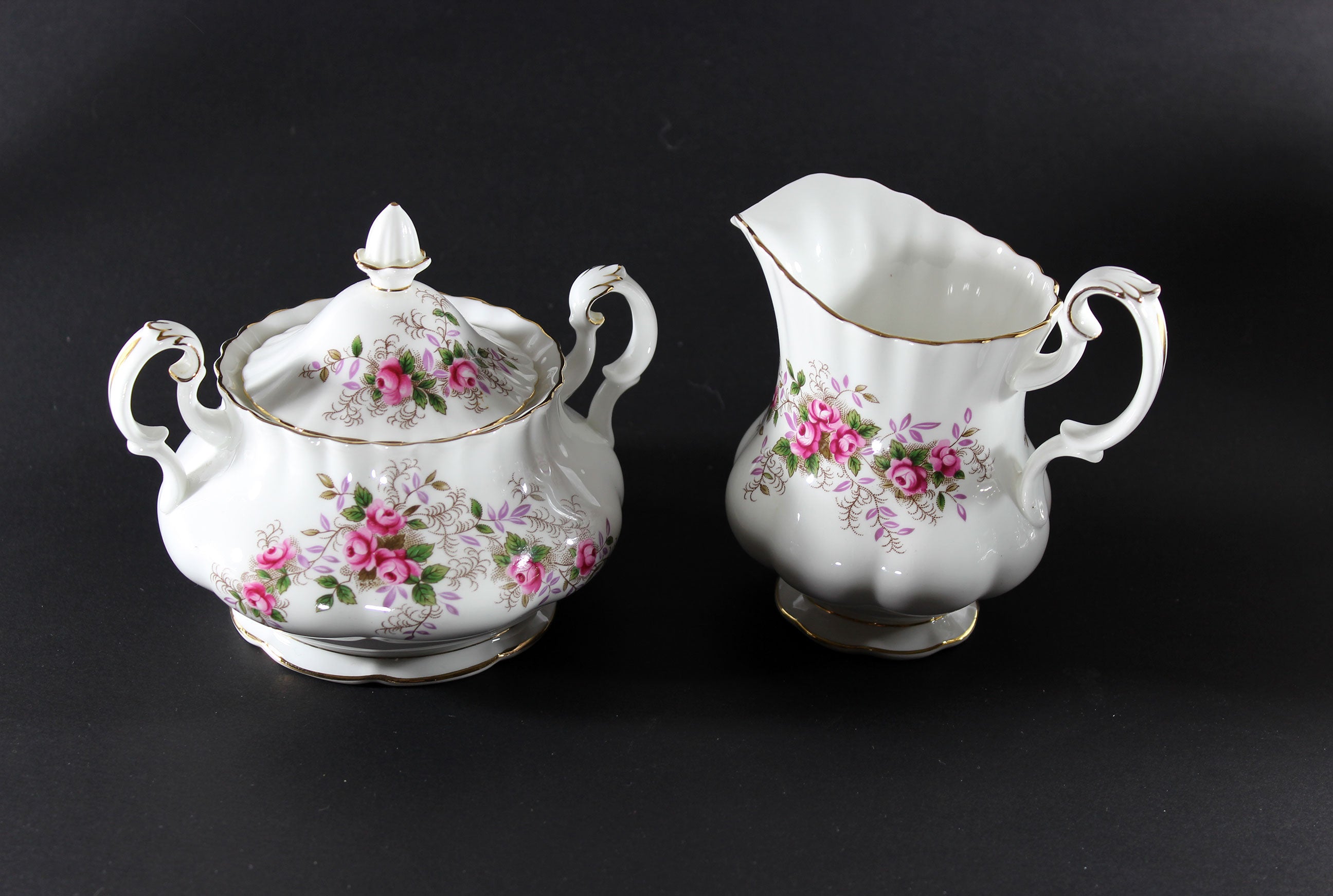 Duchess, Royal Albert, Violets. Creamer and Sugar. Rare popular