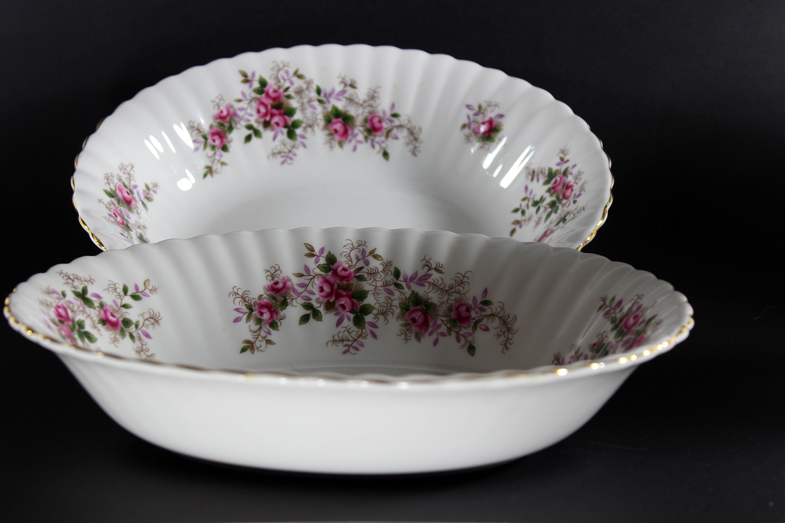 Lavender Rose Oval Serving Bowl