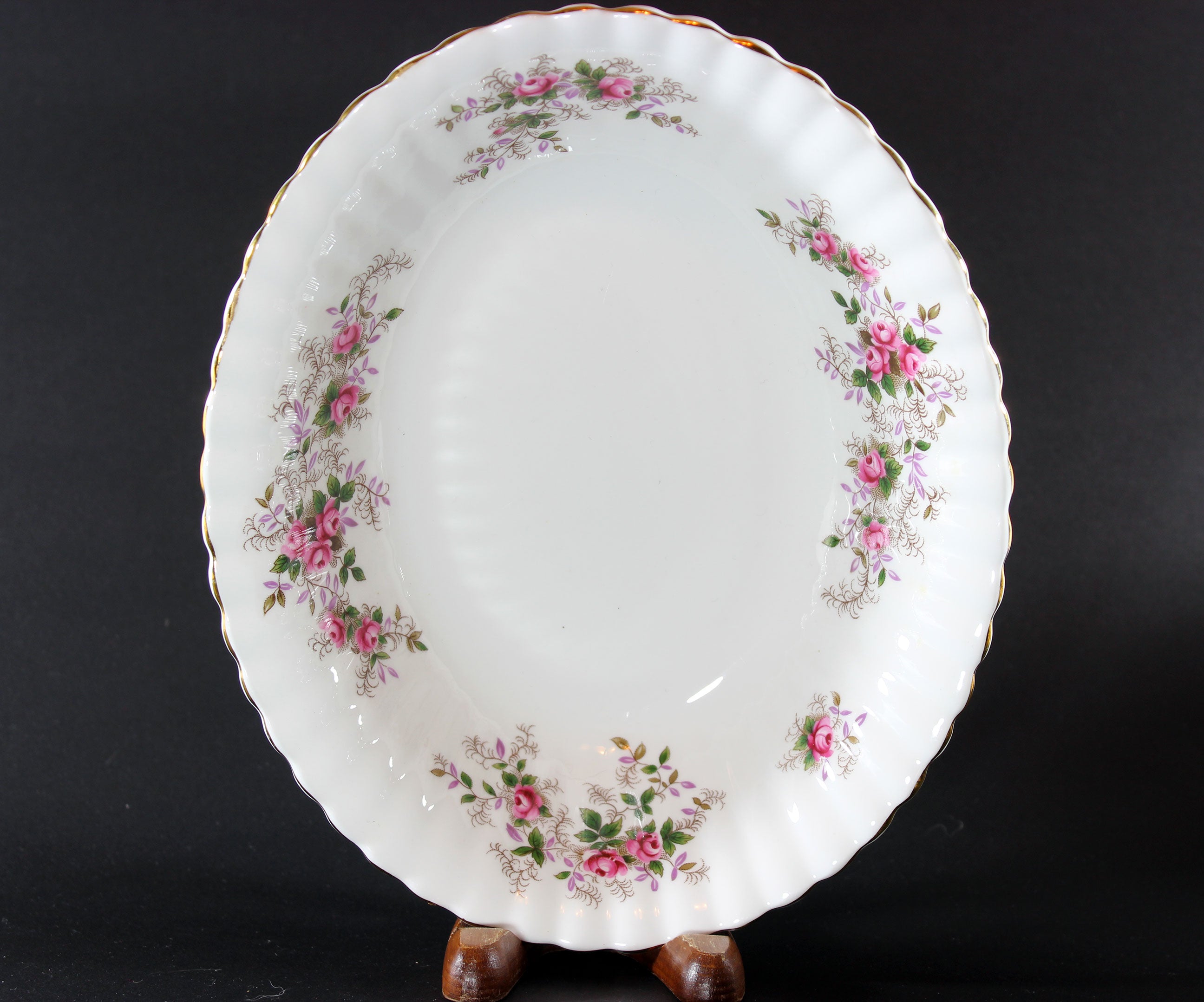 Lavender Rose Oval Serving Bowl