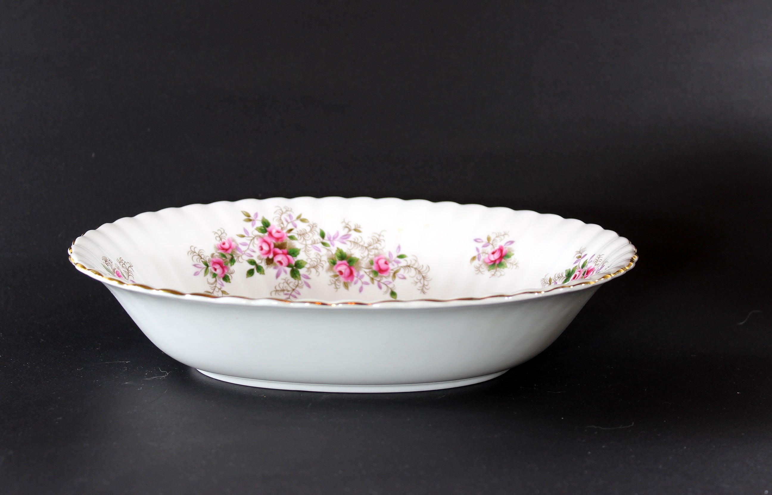 Lavender Rose Oval Serving Bowl