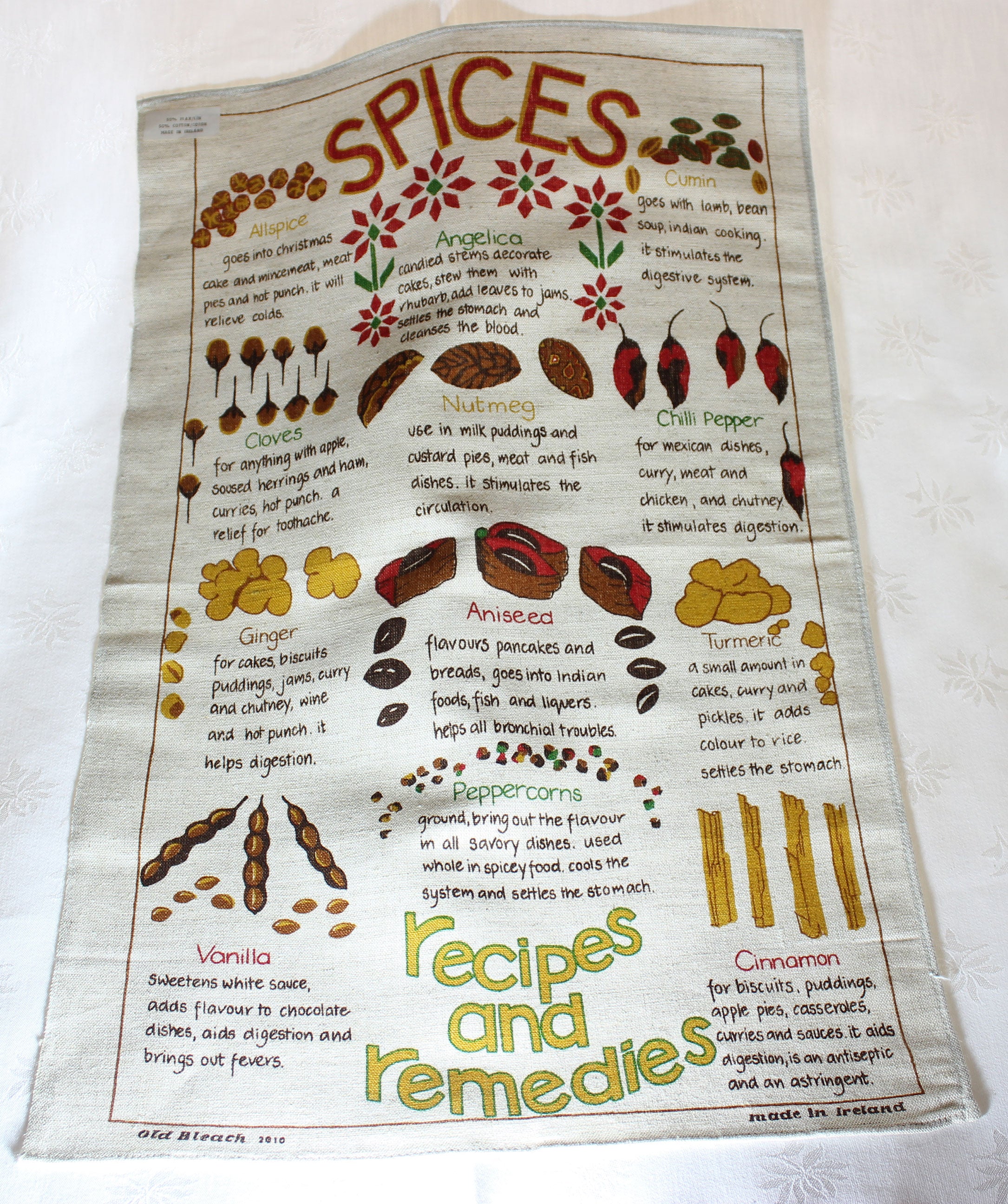 Linen Tea Towel, Ireland, Spices