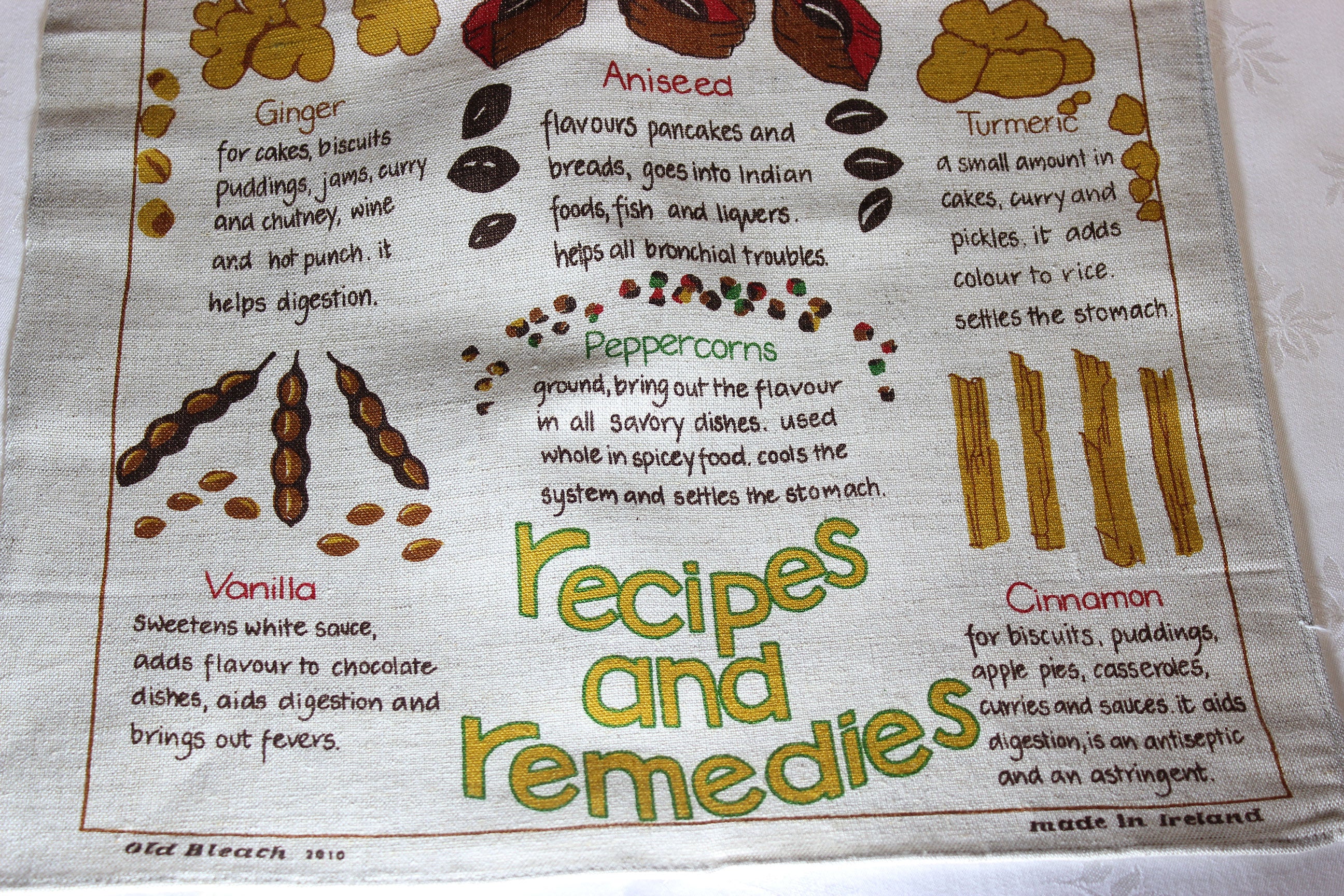 Linen Tea Towel, Ireland, Spices