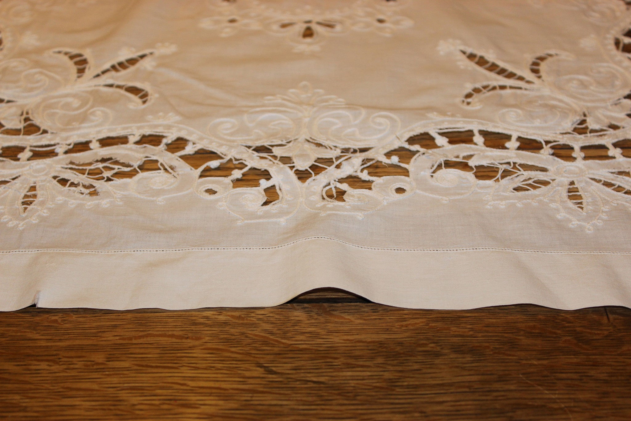 Vintage Linen Cut Work Table Topper