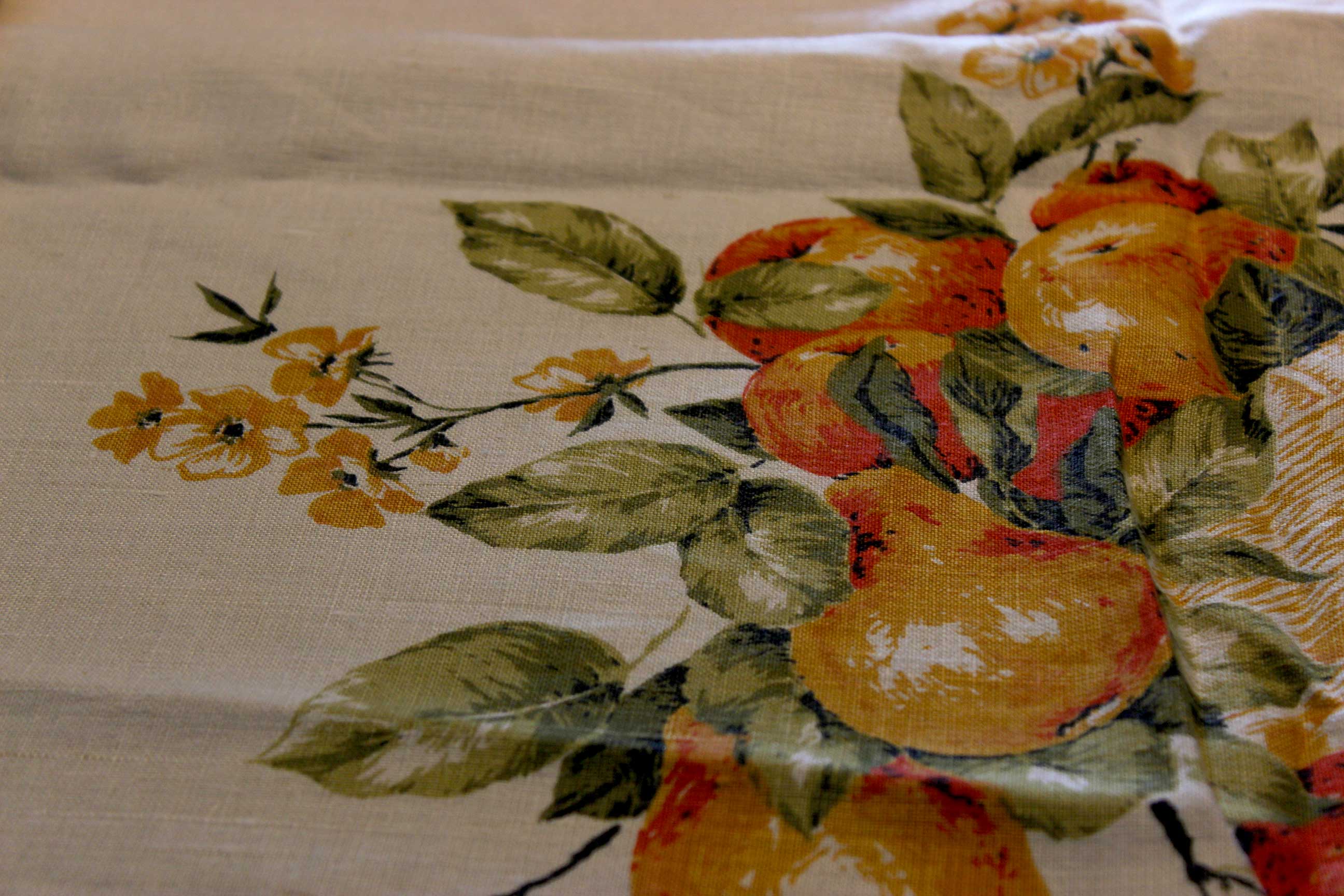 Linen Tablecloth, Fall Apples and Pears