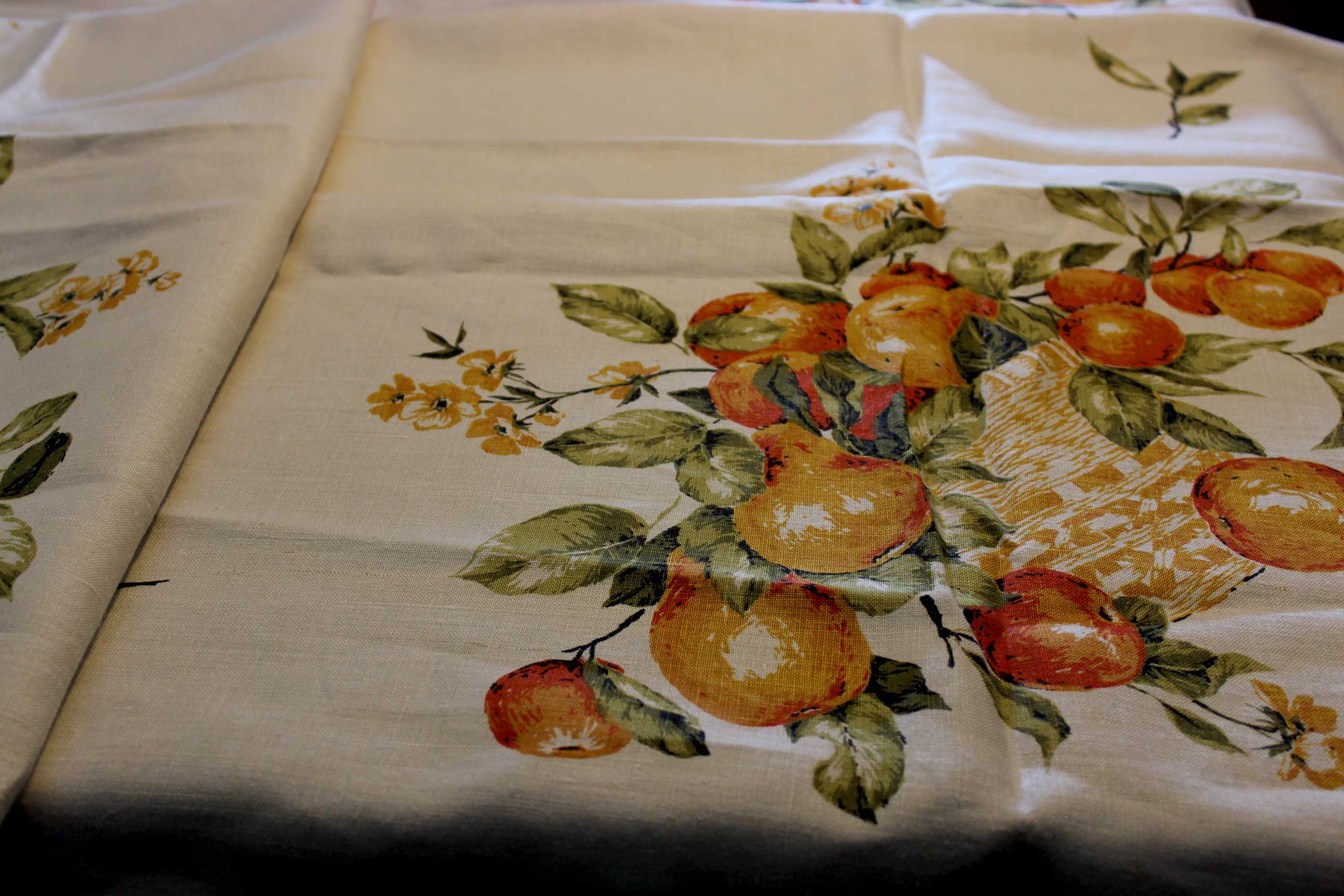 Linen Tablecloth, Fall Apples and Pears