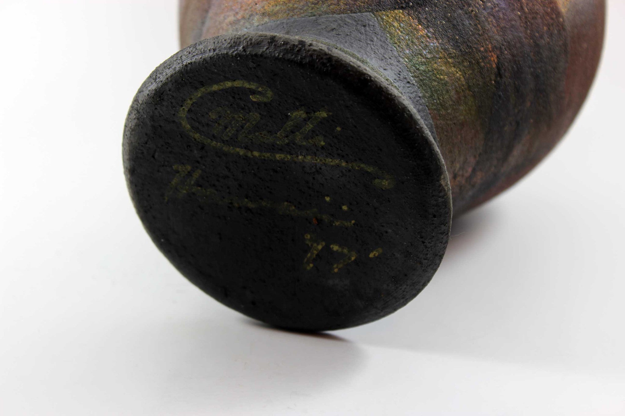 Christopher Matti Raku Petroglyph Art Vase