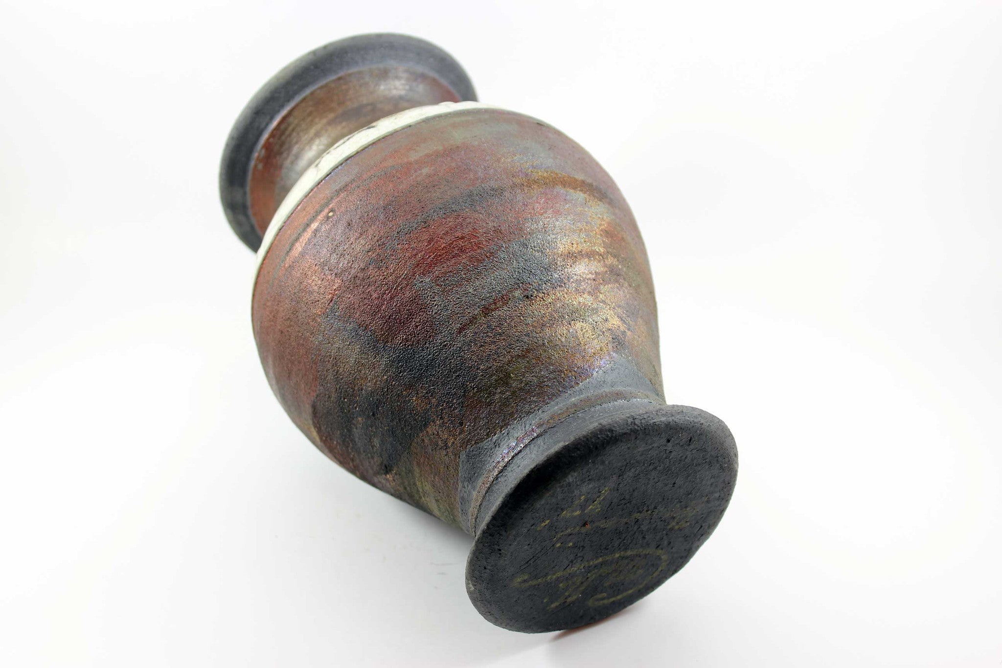 Christopher Matti Raku Petroglyph Art Vase