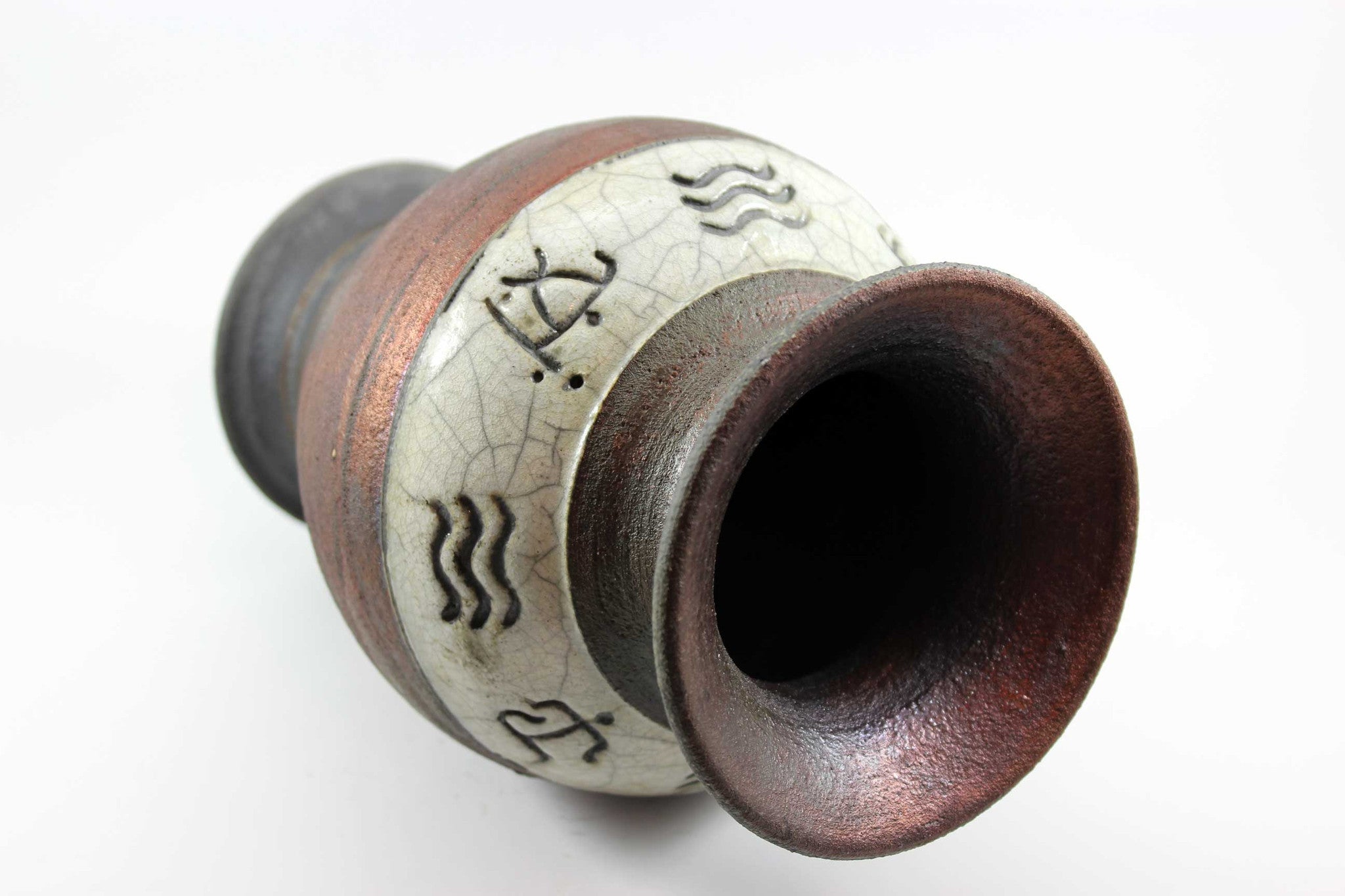 Christopher Matti Raku Petroglyph Art Vase