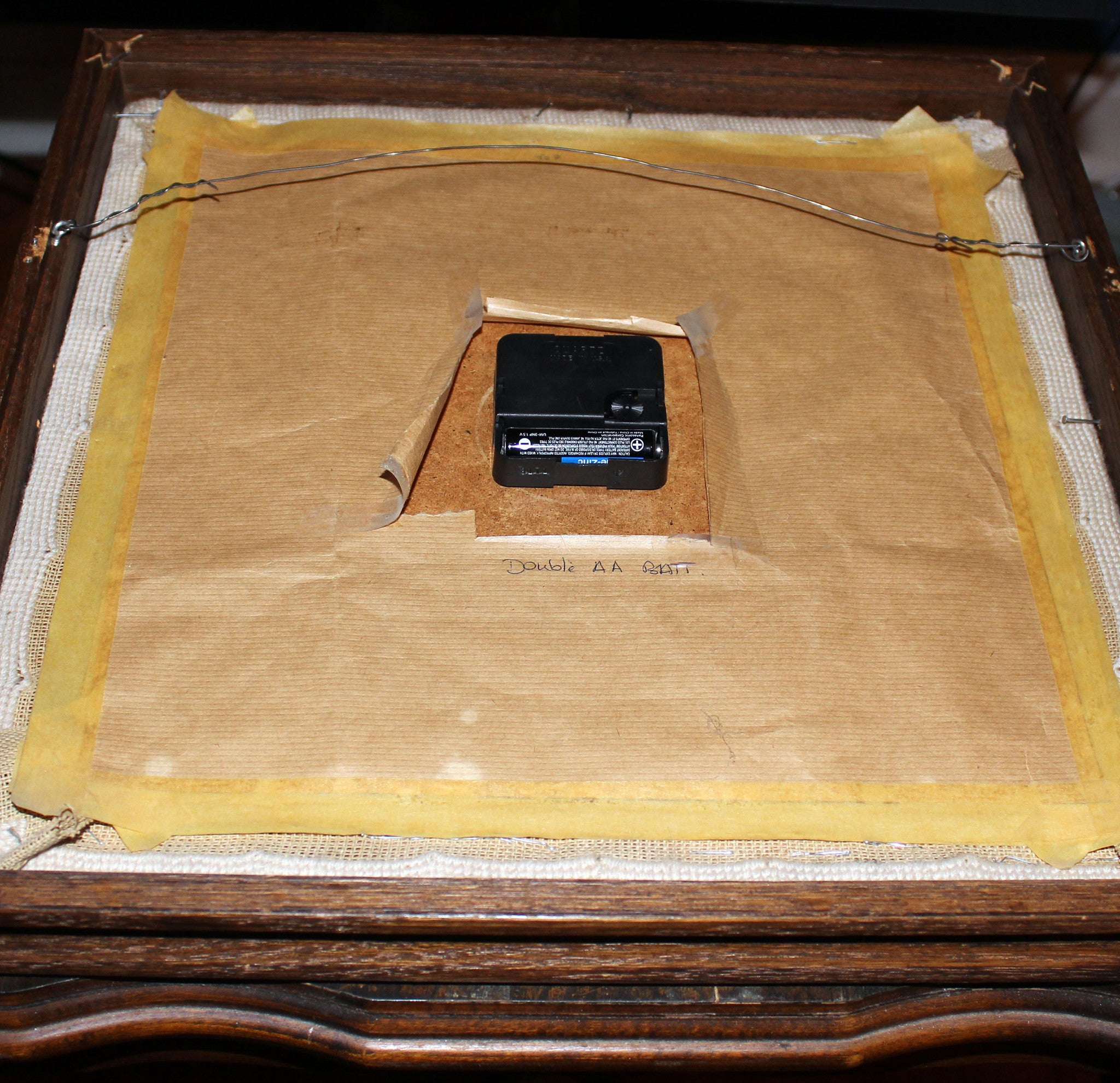 Vintage Needlepoint Floral Clock with Oak Frame