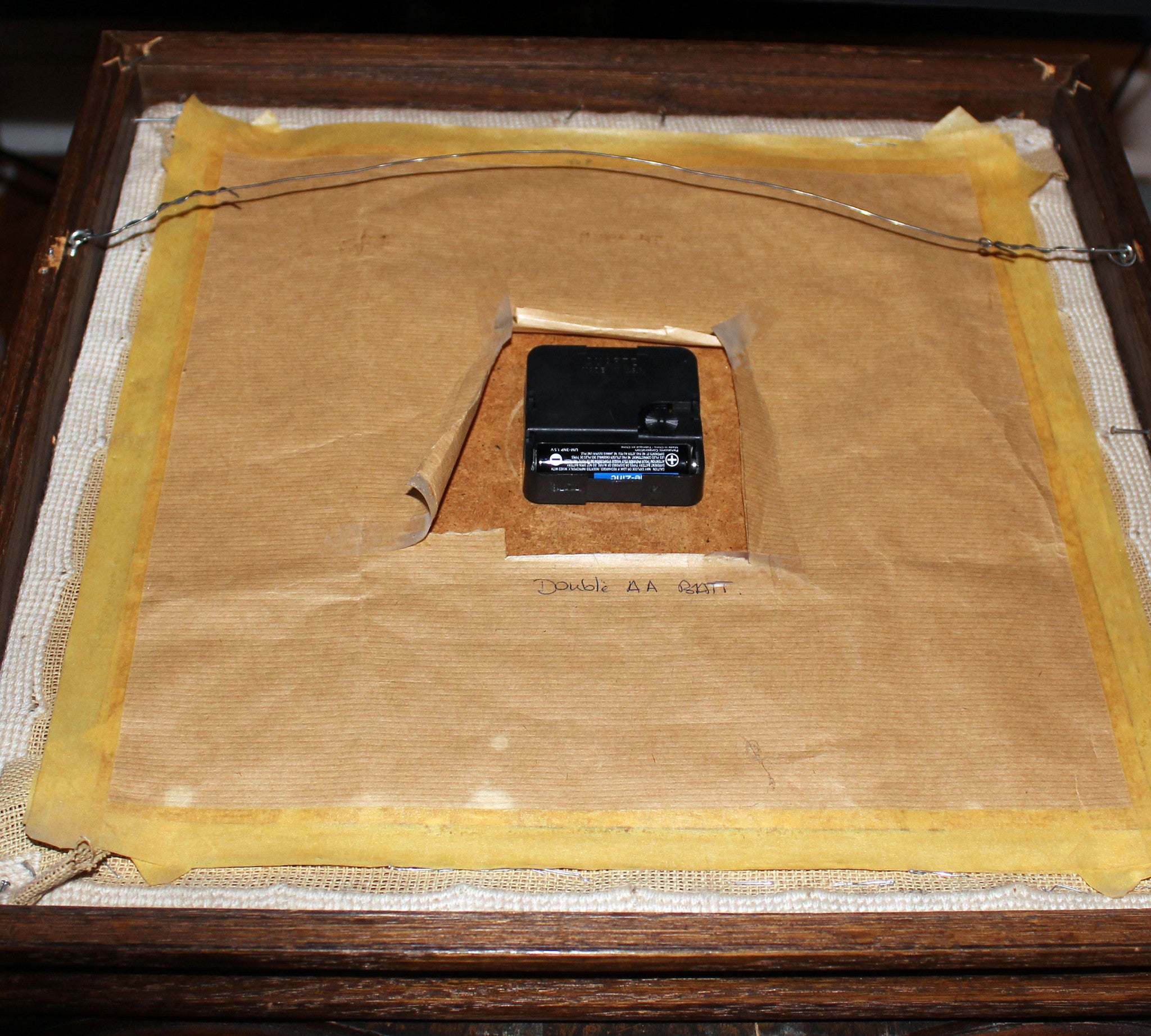 Vintage Needlepoint Floral Clock with Oak Frame