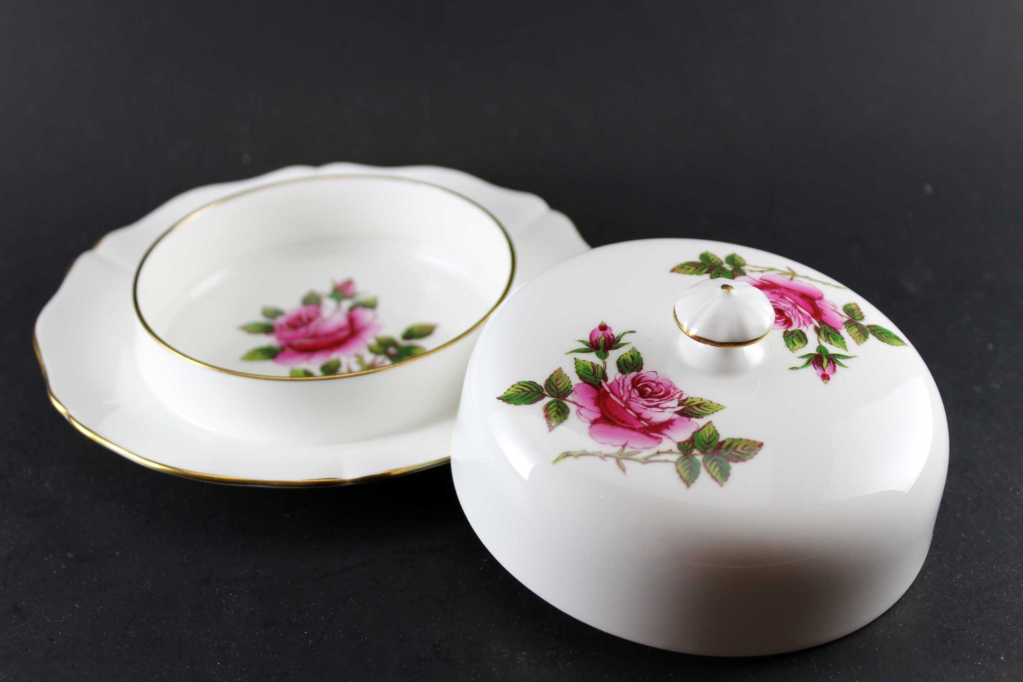 Northumbria Carleton Rose Covered Butter Dish