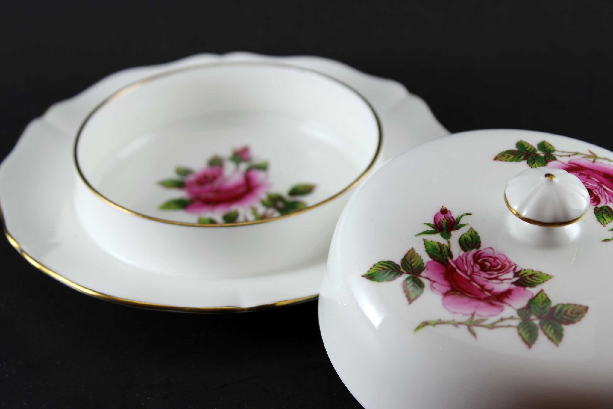 Northumbria Carleton Rose Covered Butter Dish