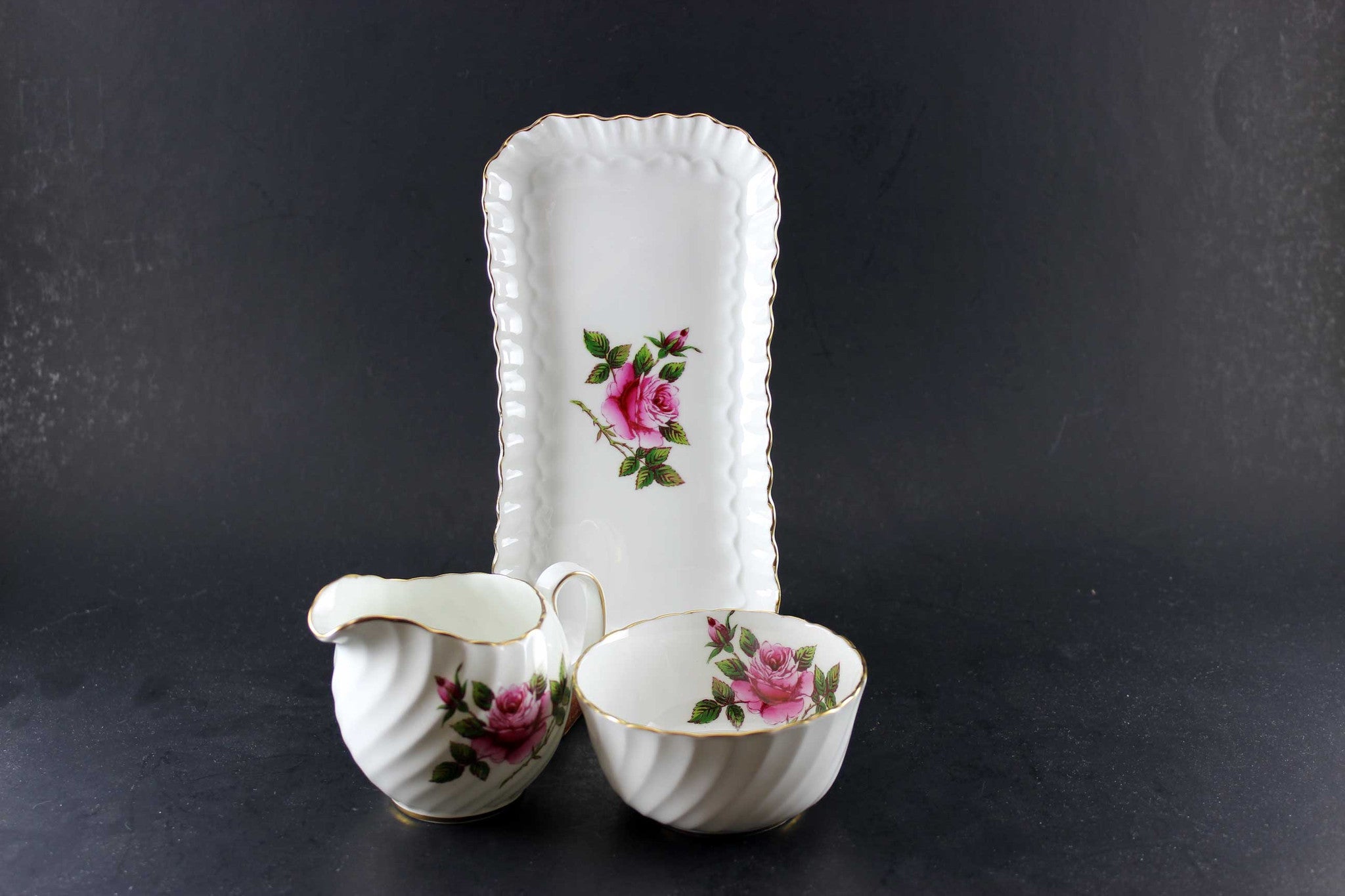 Northumbria Carleton Rose-Coffee Pot, Cream & Sugar
