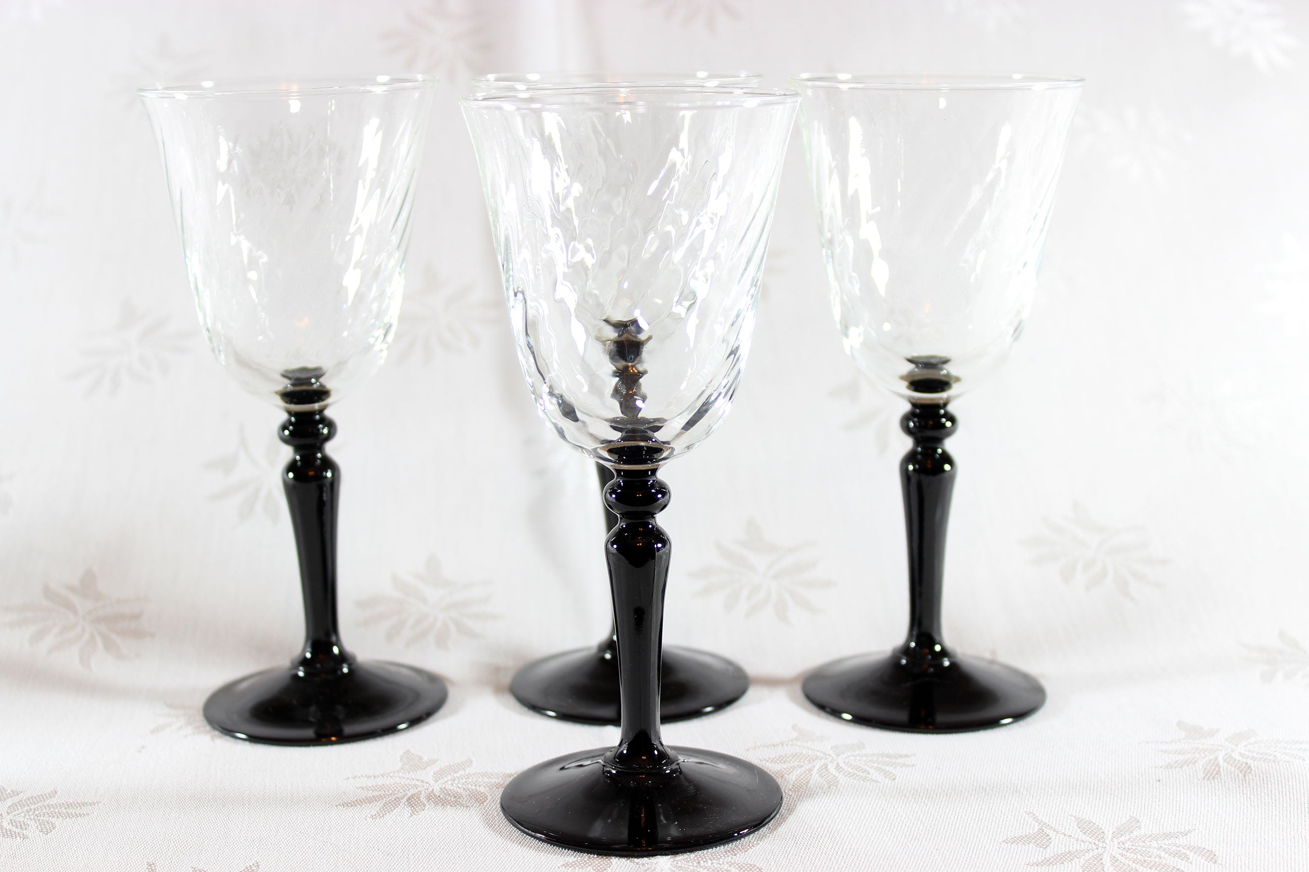 Onyx Black Stem Swirled Glass Stemware