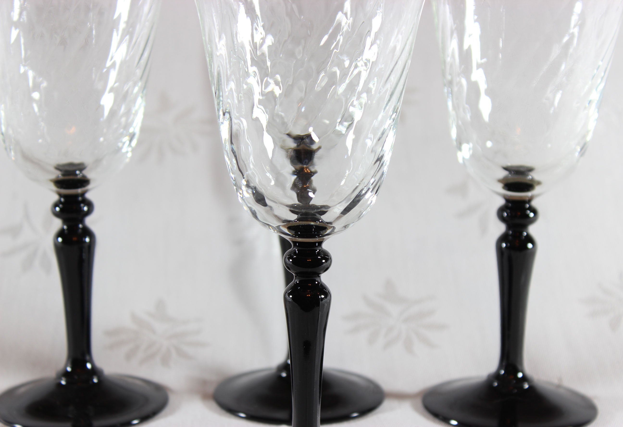 Onyx Black Stem Swirled Glass Stemware