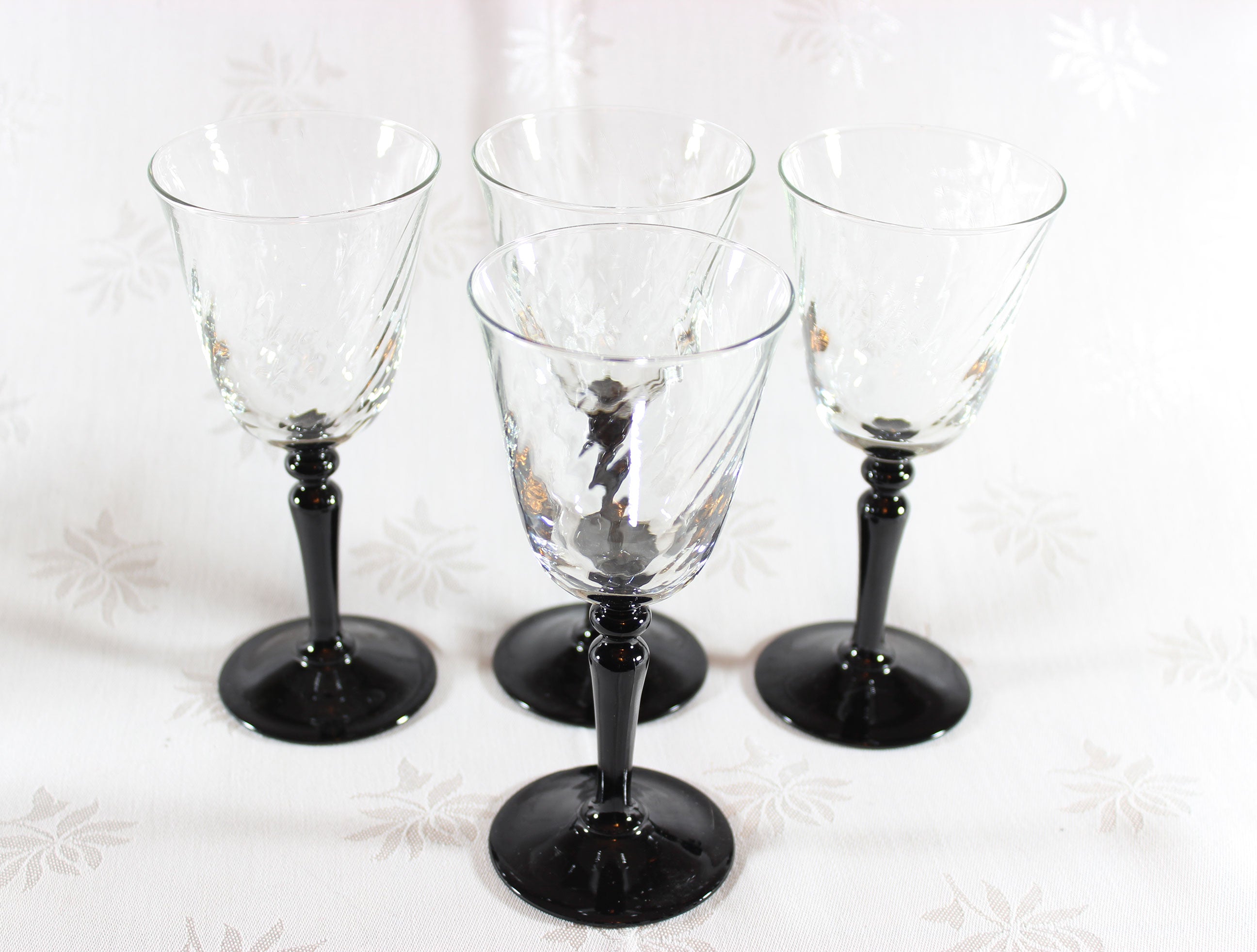Onyx Black Stem Swirled Glass Stemware
