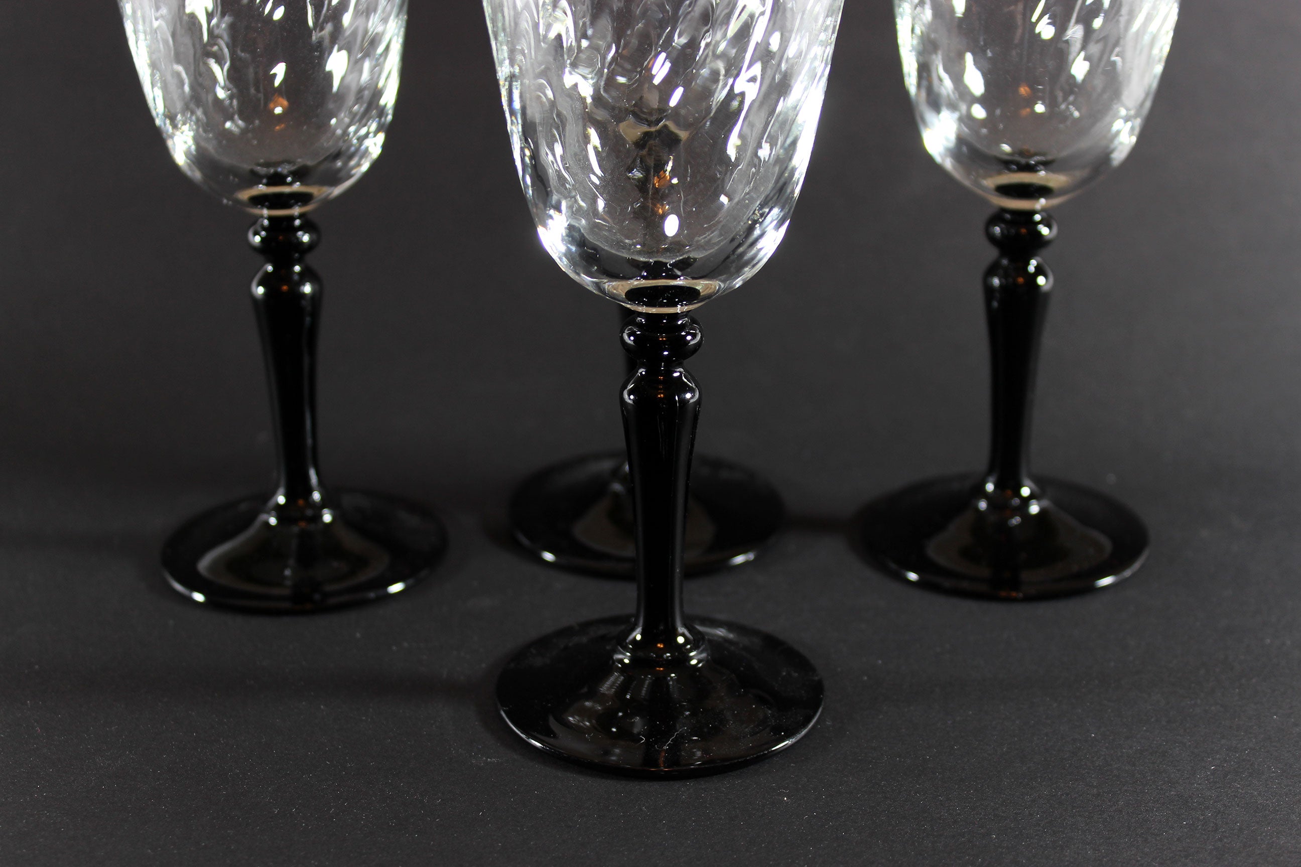 Onyx Black Stem Swirled Glass Stemware