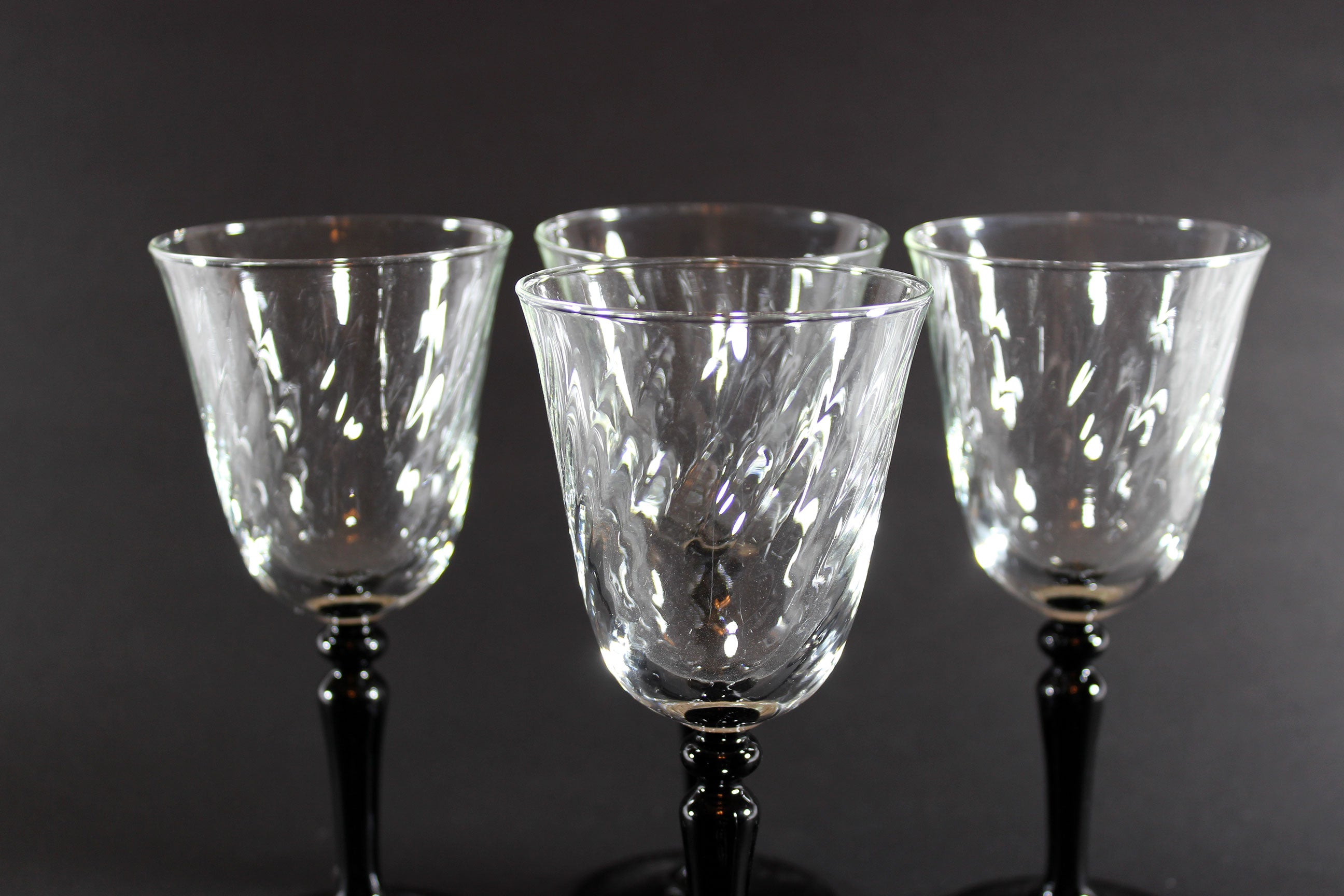 Onyx Black Stem Swirled Glass Stemware