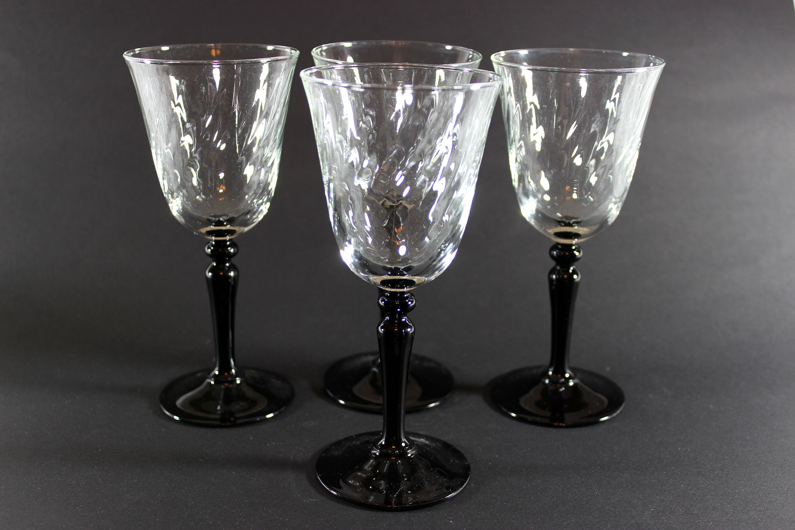 Onyx Black Stem Swirled Glass Stemware