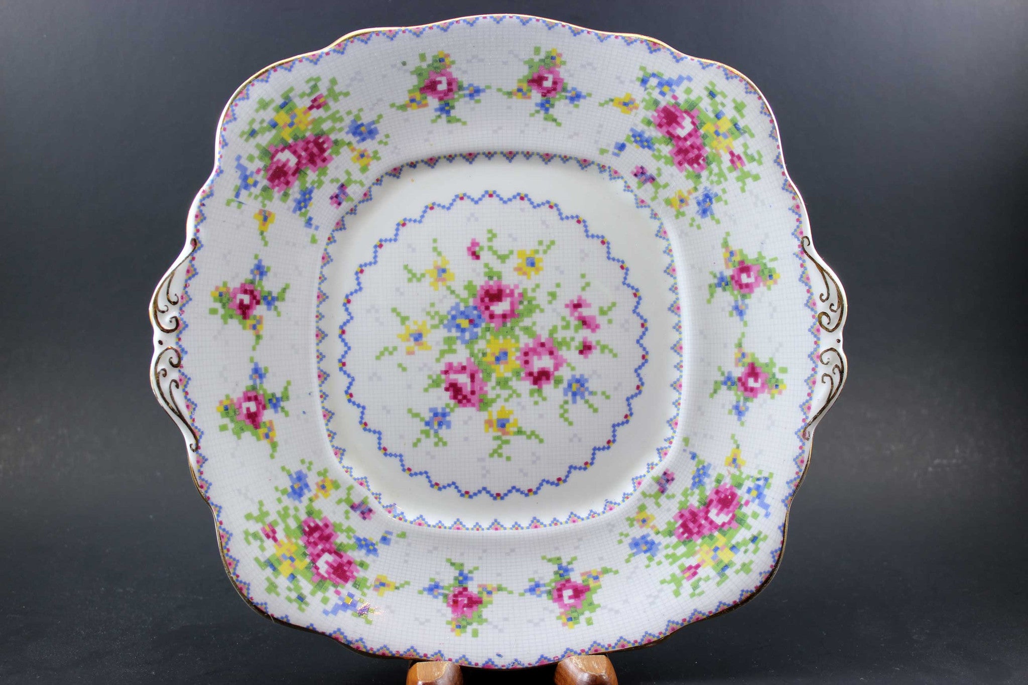 Royal Albert Petit Point China - Cake Plate & Creamers