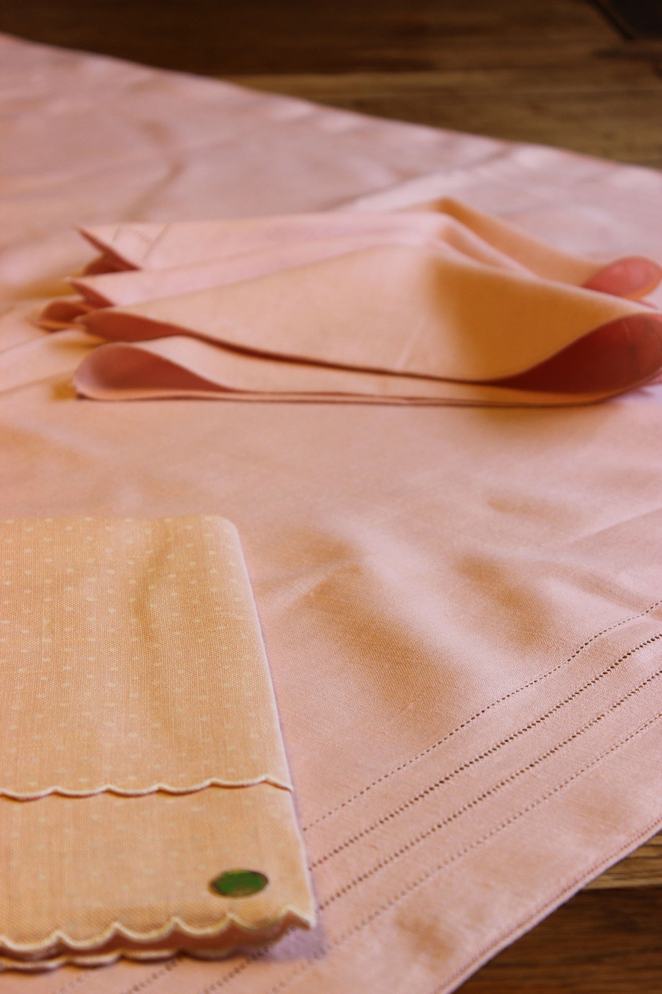 Irish Linen, Pink Bridge Set with Tea Towels