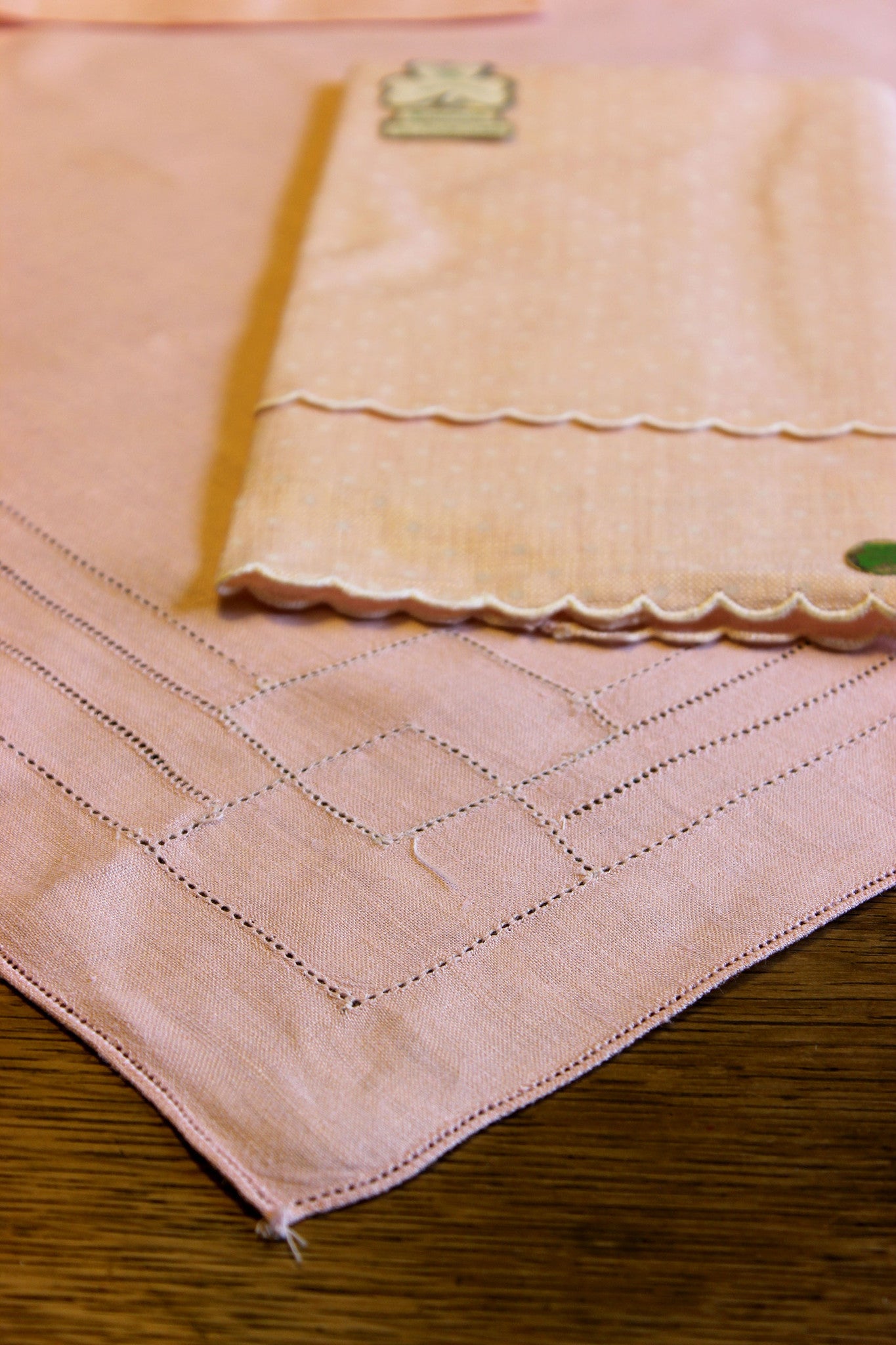 Irish Linen, Pink Bridge Set with Tea Towels